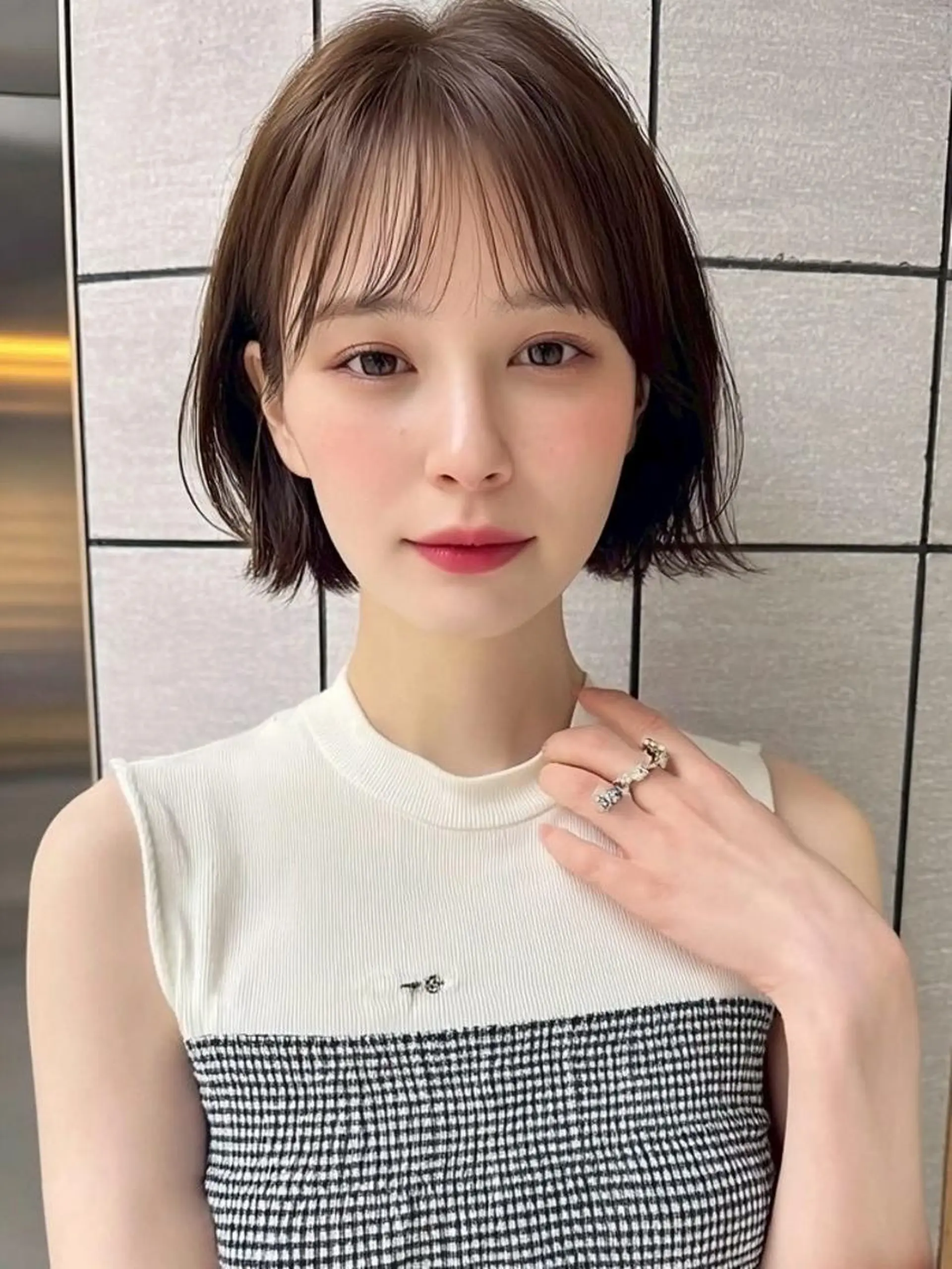 ミディアム 切りっぱなしボブ ショートボブ ボブ 髪質改善 縮毛矯正 ✨髪質改善 ✨/ミヤビのヘアスタイル