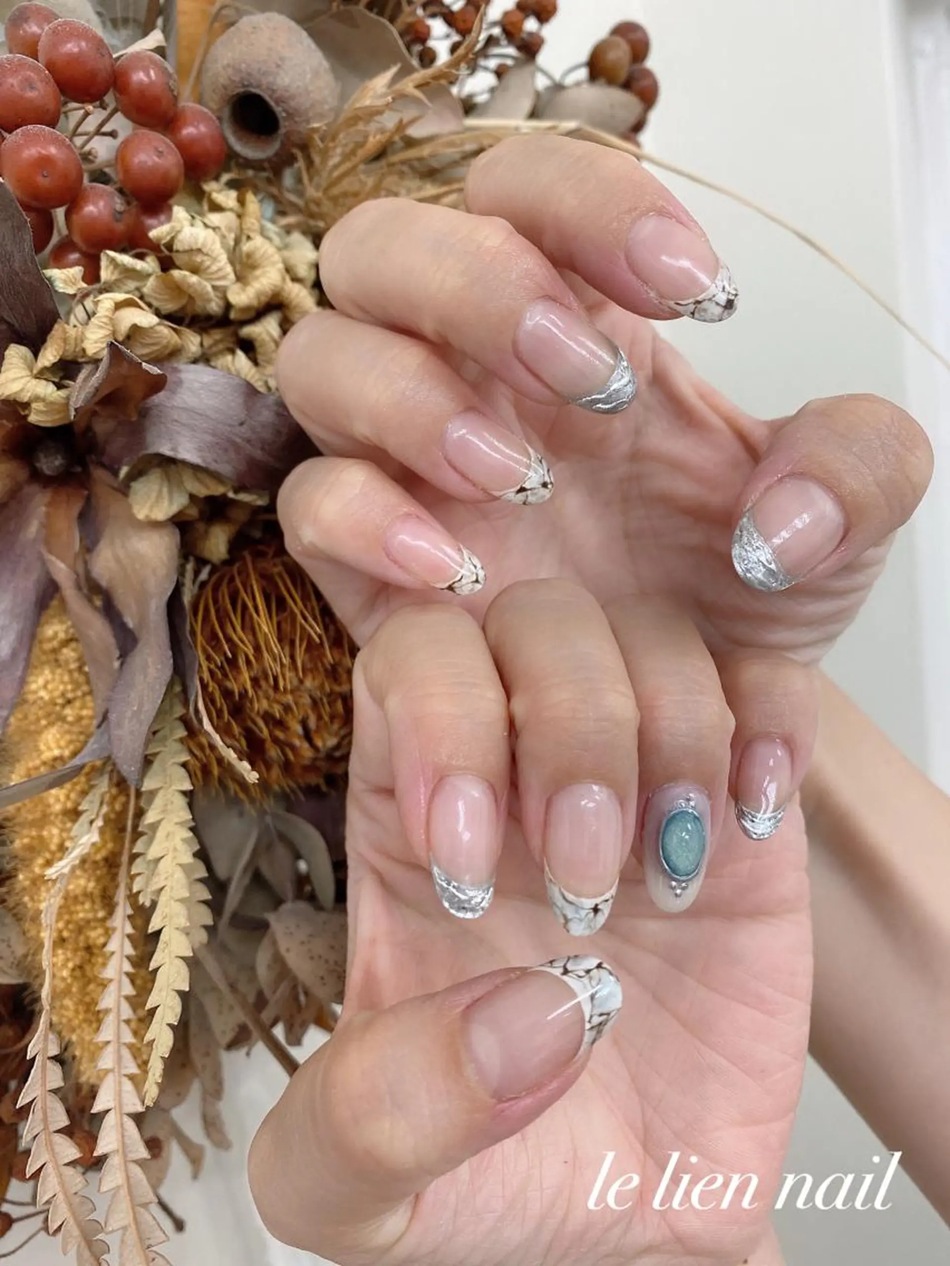 ネイル フレンチネイル ミラーネイル le lien nailのネイルデザイン