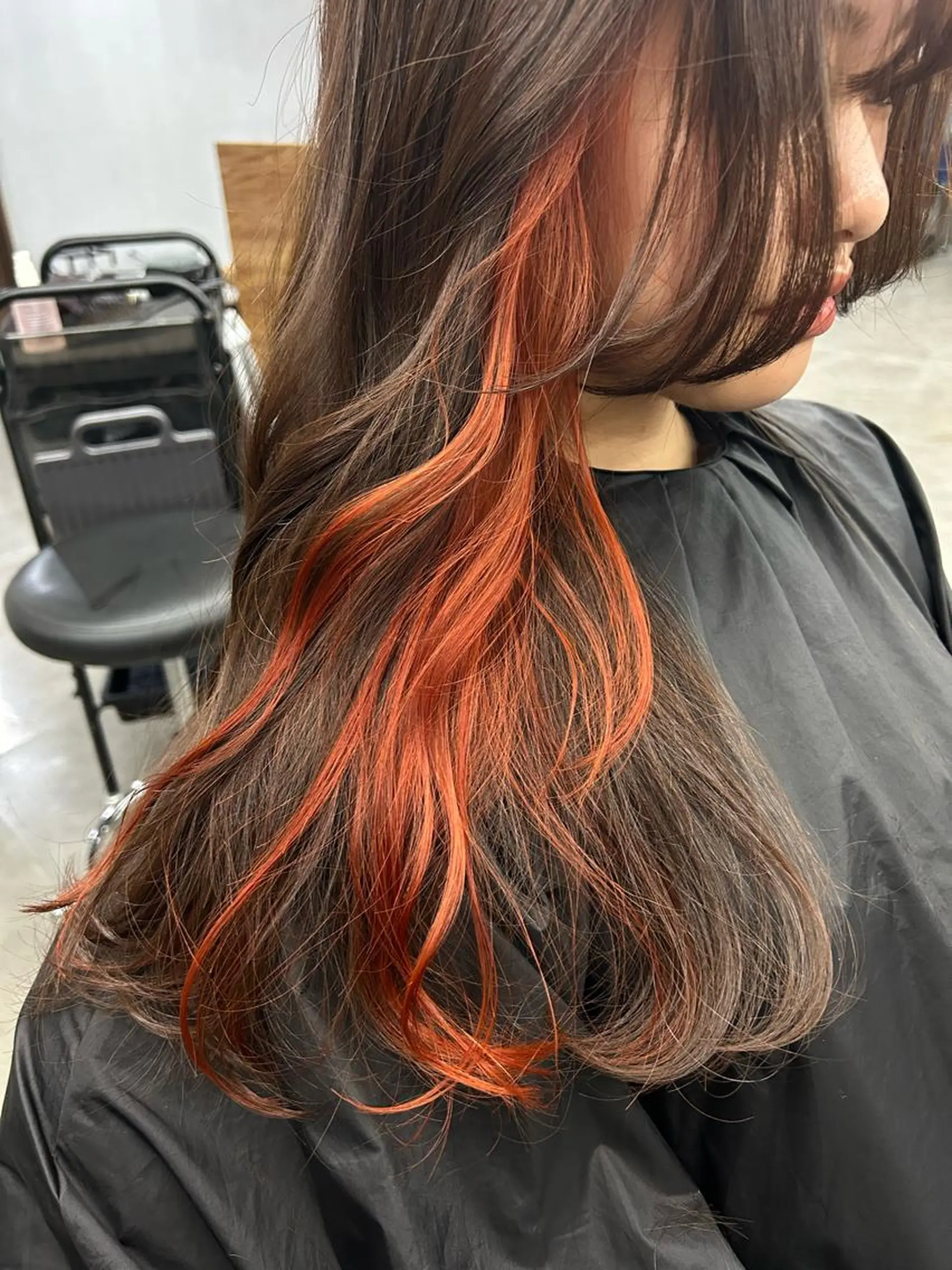 ロング カラー オレンジ N/デザインカラー 🌿ナギのヘアスタイル