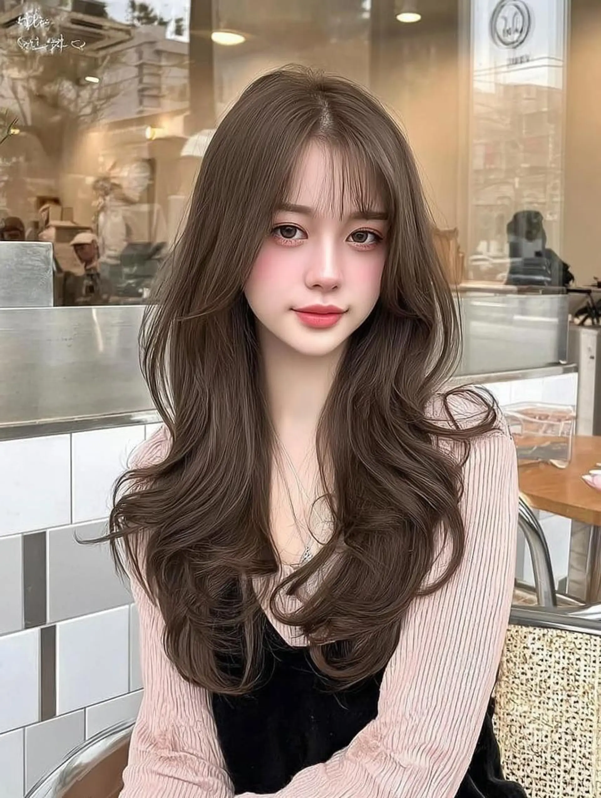 ロング ボブ 顔まわりレイヤー 髪質改善 韓国風ヘア レイヤーカット カット ヘアカラー 大久保 雪乃🌛のヘアスタイル