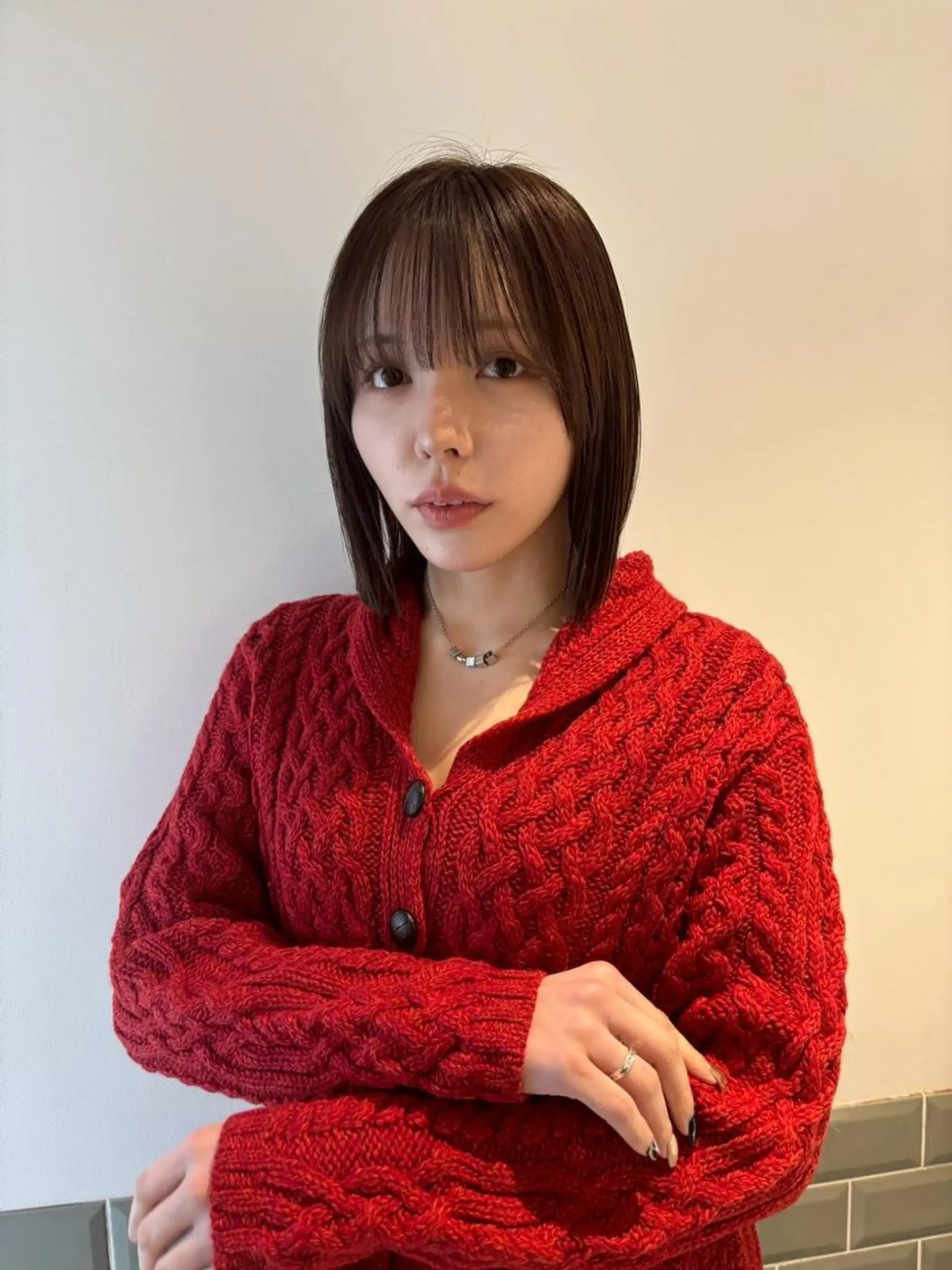 ミディアム カラー パーマ ミディアムパーマ アッシュ バレイヤージュ ベージュカラー ブリーチ カット トリートメント CEINE loqのヘアスタイル