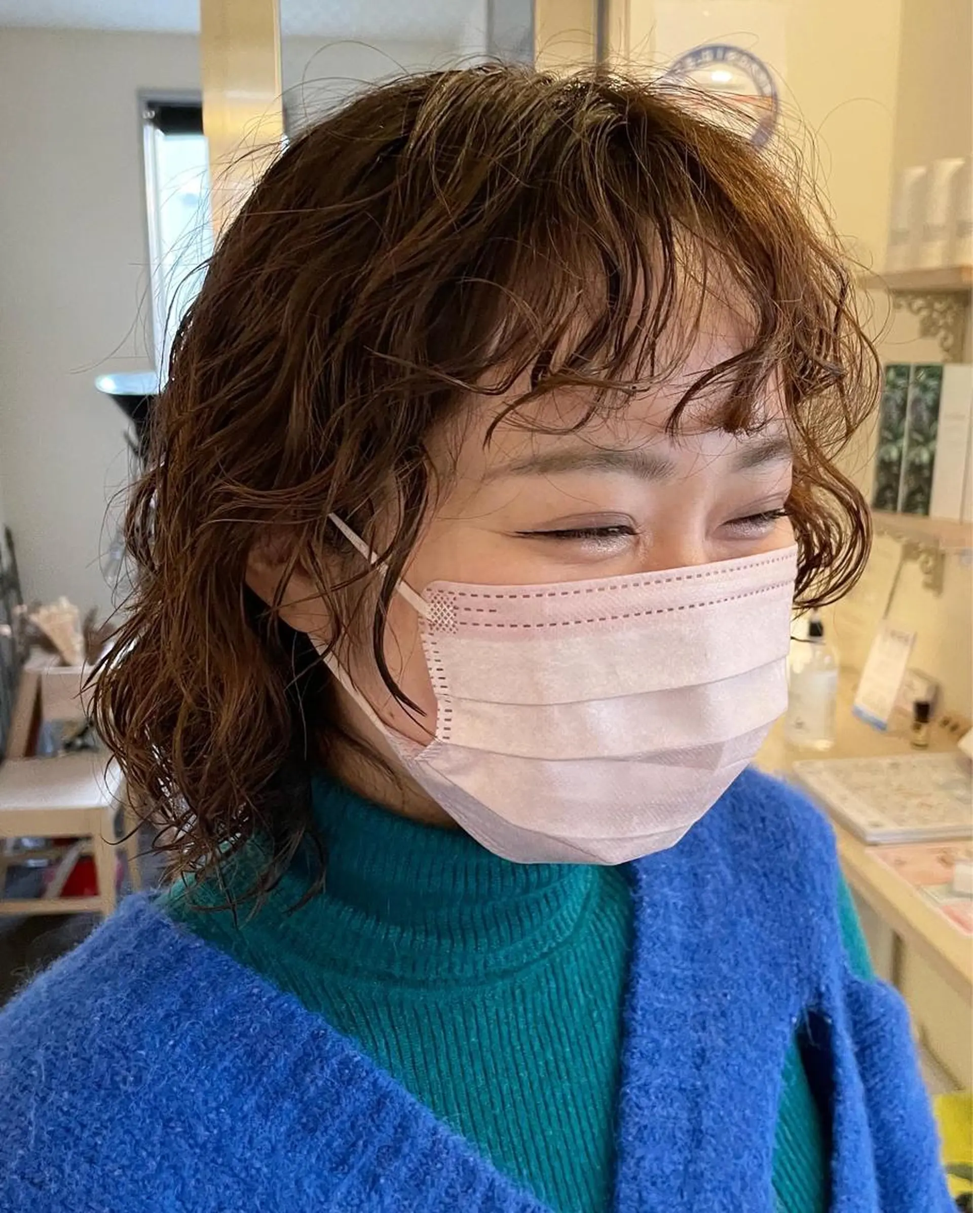 ミディアム パーマ カット パーマ ボブウルフ／ボブ Satsuki【名駅のヘアスタイル