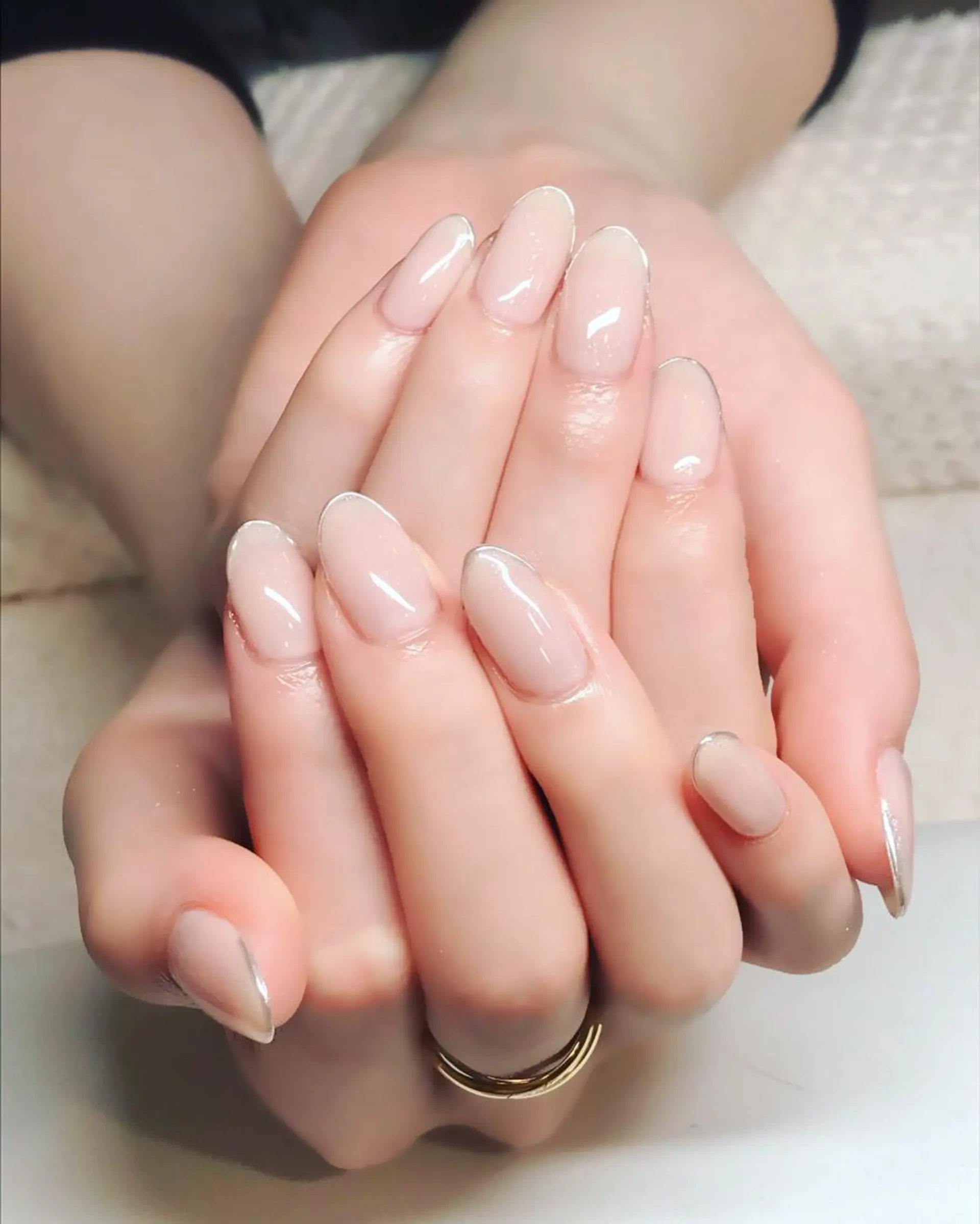 ネイル フレンチネイル ジェルネイル オフィスネイル ワンカラーネイル シルバー Nyanco Nailのネイルデザイン