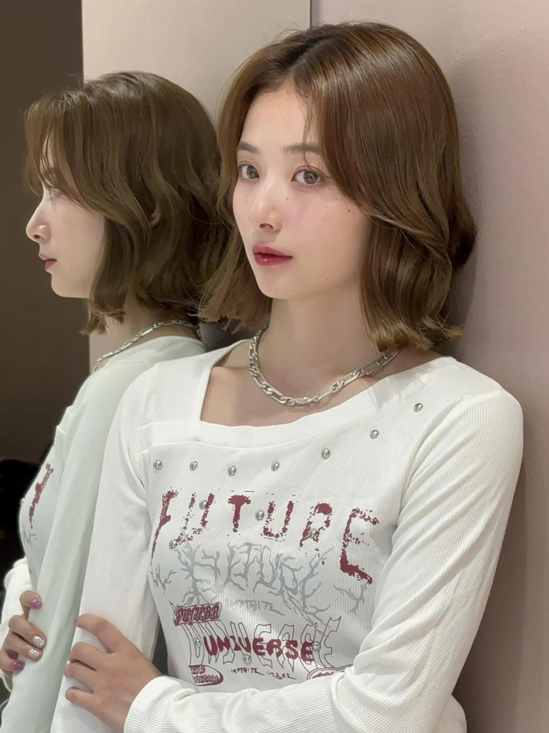 ミディアム カット 縮毛矯正 トリートメント ロンドガーネット /髪質改善/レイヤーのヘアスタイル