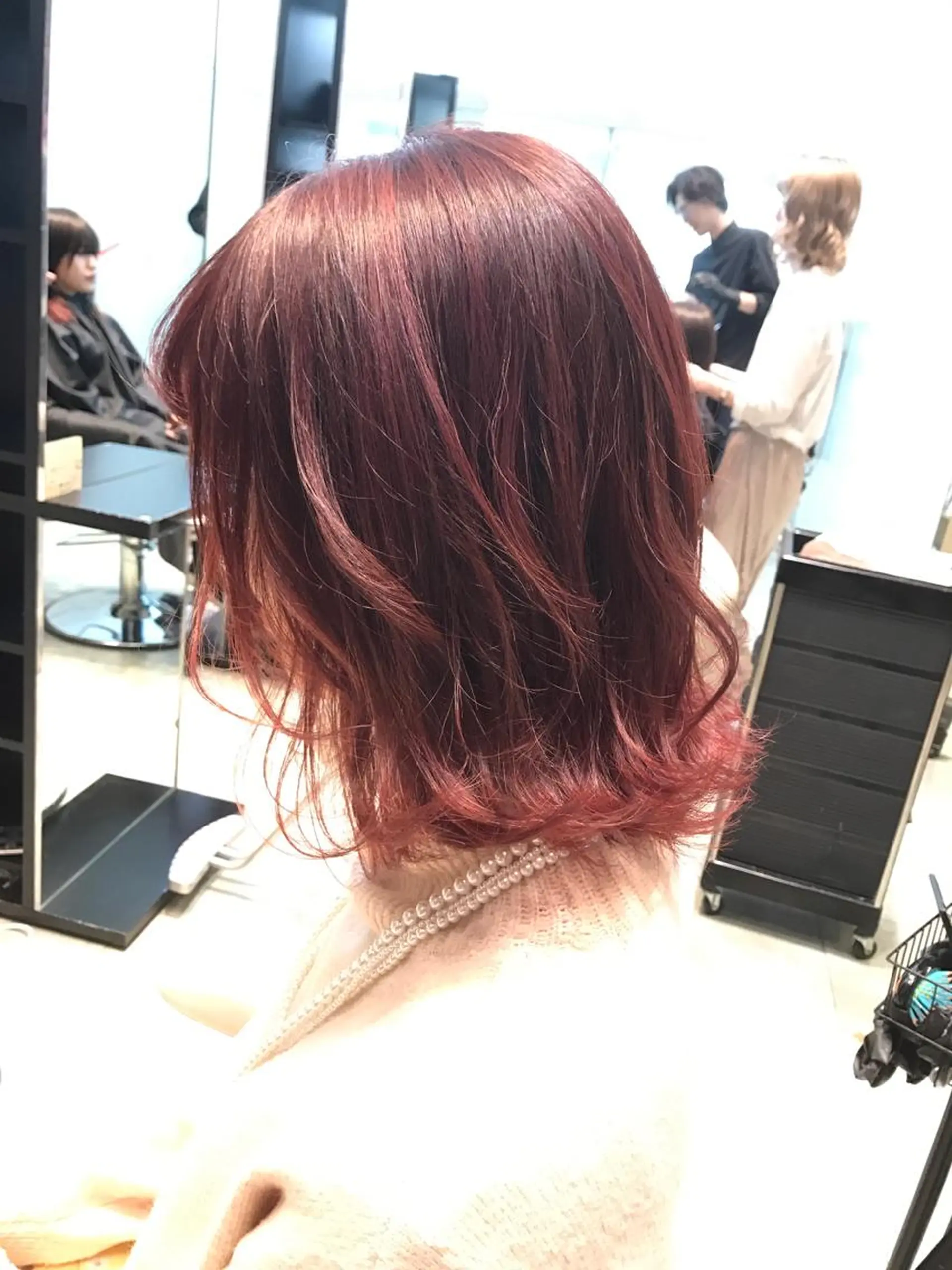 ミディアム カラー ヘアアレンジ ピンクカラー Re:ta KANZOのヘアスタイル
