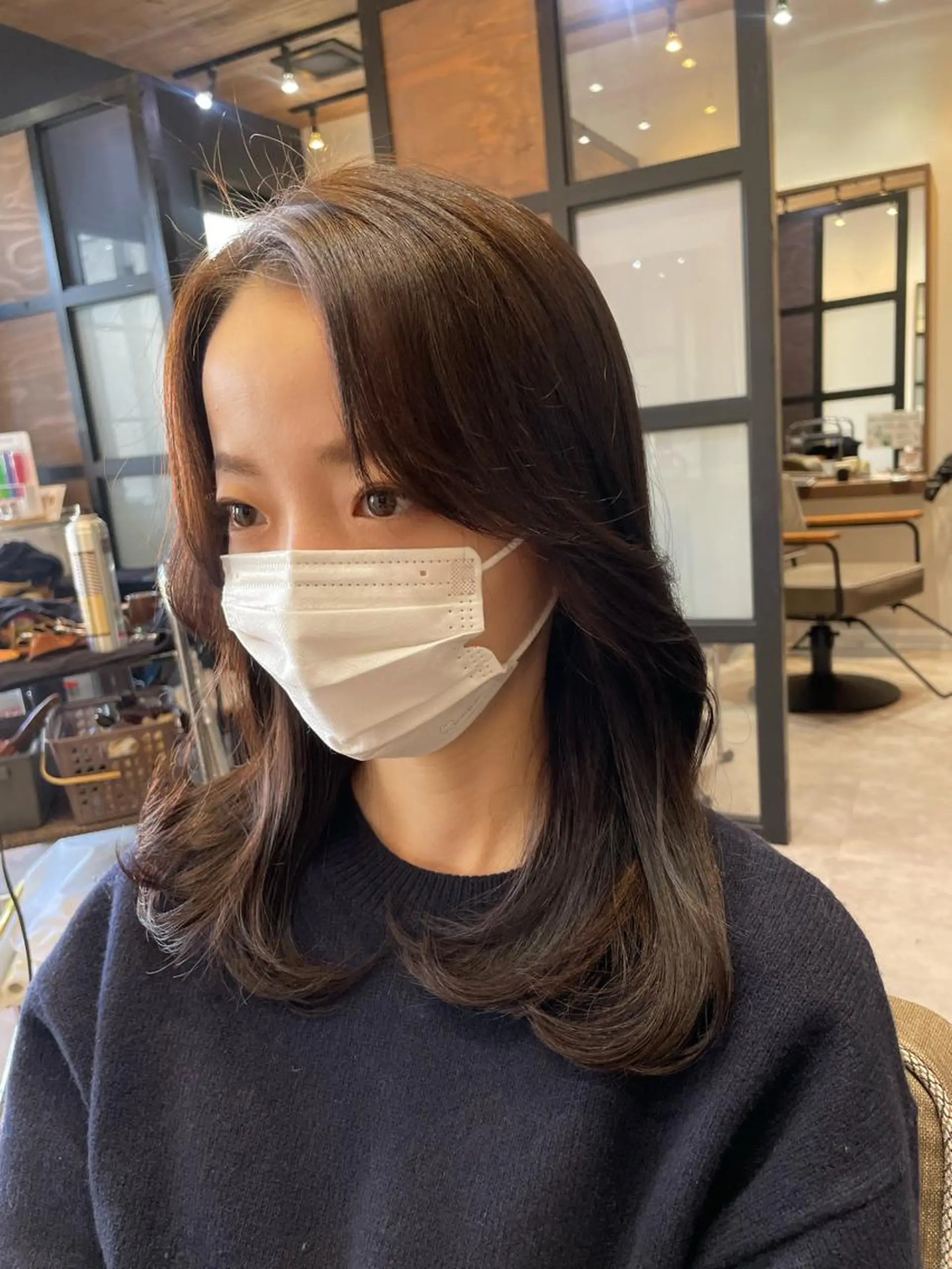 ミディアム 韓国カット/透明感 Re.Labo岡本のヘアスタイル