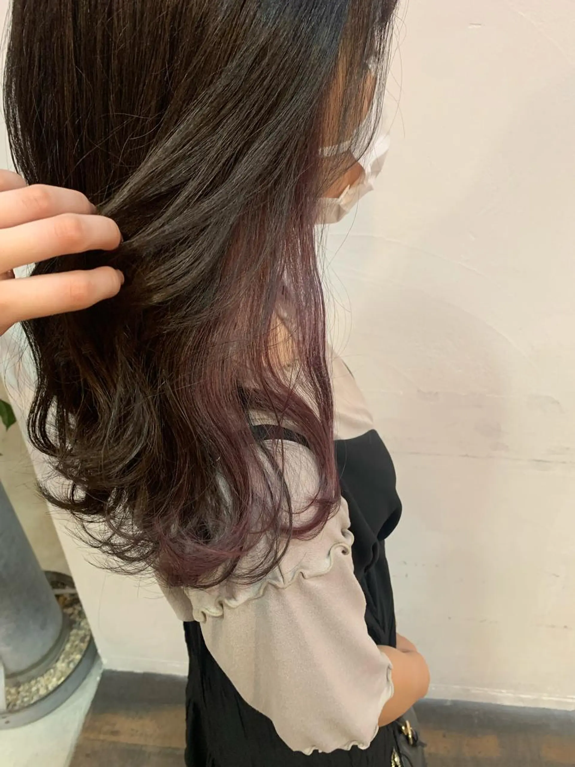 セミロング カラー ラベンダーカラー ラベンダーピンク ピンクカラー レイヤー/韓国ヘア 杉浦結梨のヘアスタイル