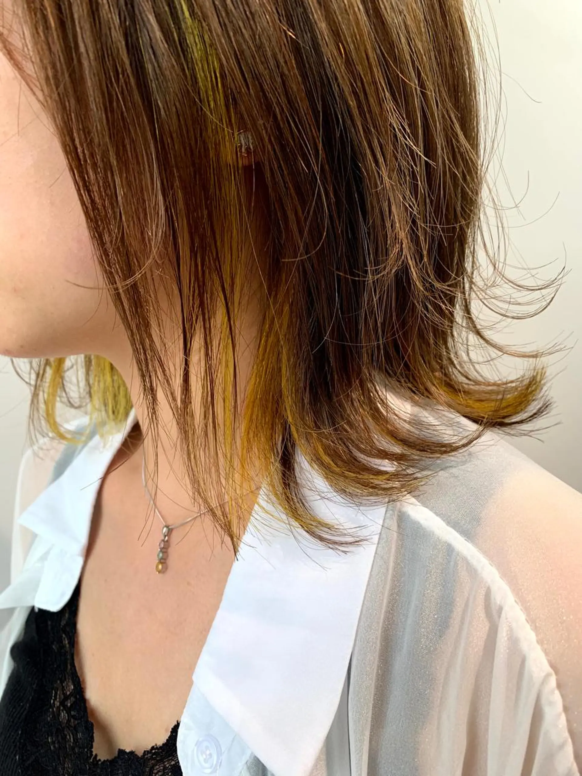 ミディアム カラー インナーカラー トリートメント ボブ、縮毛矯正👑 心斎橋/高城涼也のヘアスタイル