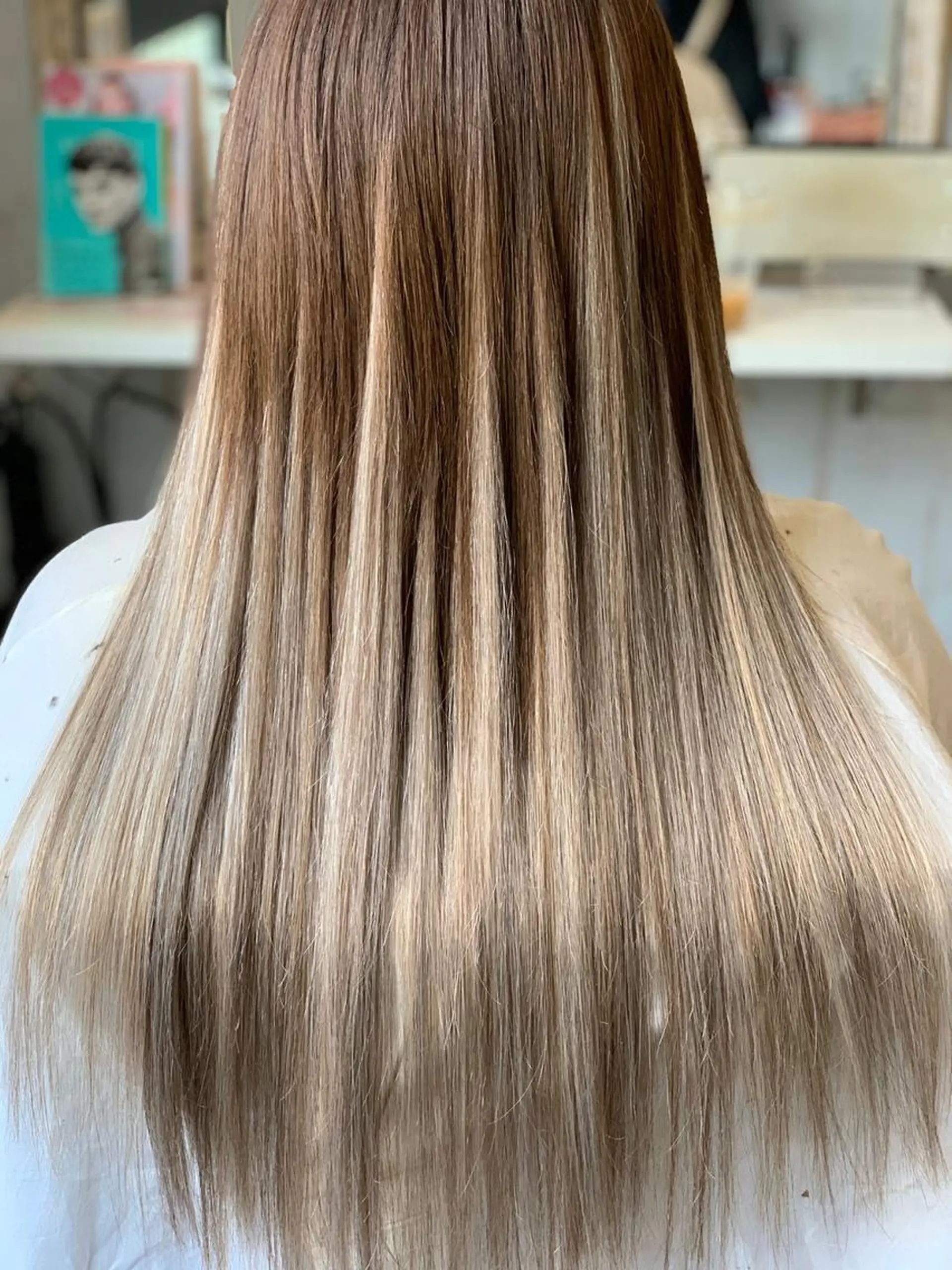 ロング カラー パーマ ヘアアレンジ チビ編み込みエクステ シールエクステのヘアスタイル