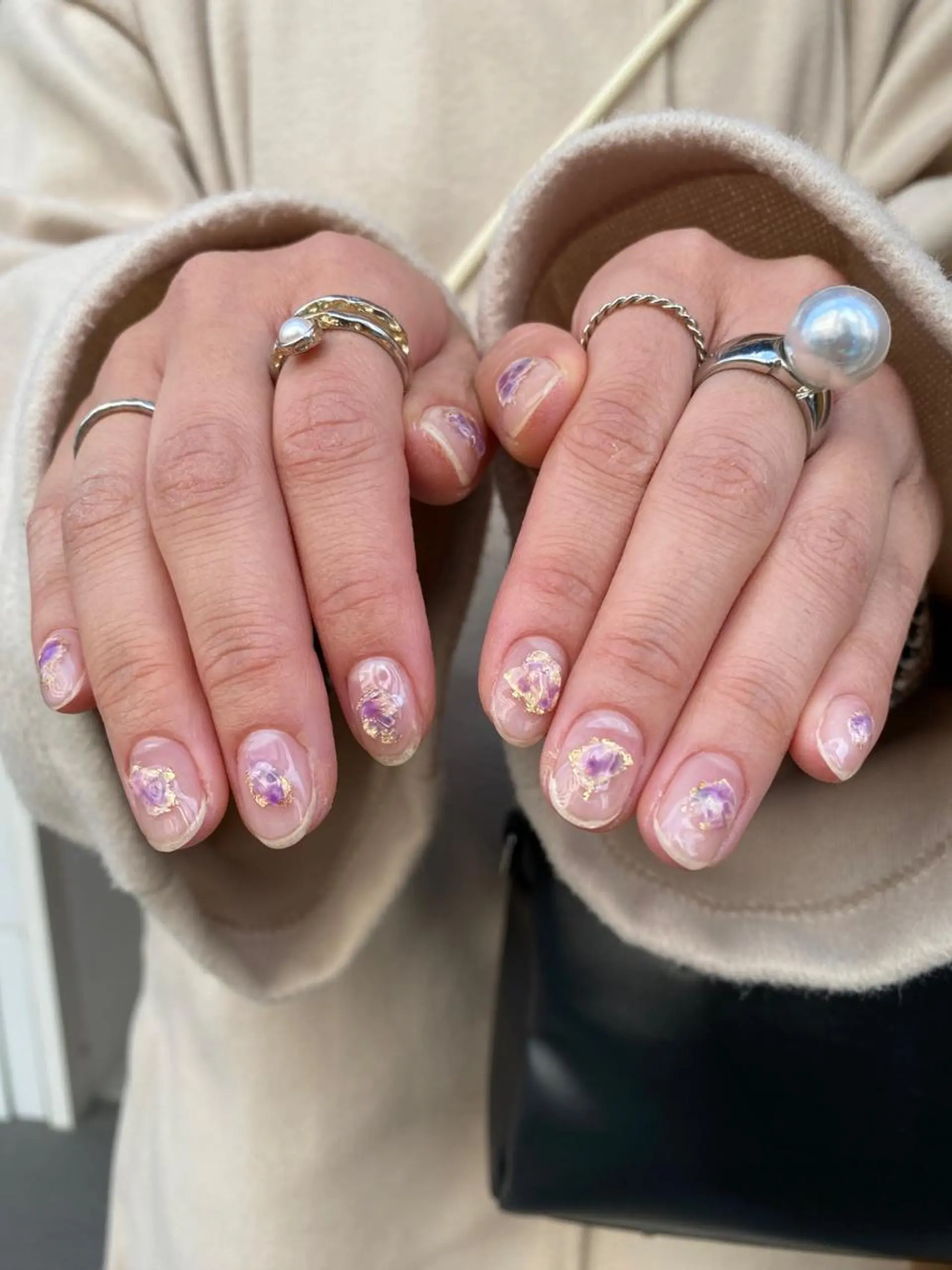 ネイル アートネイル オーロラネイル クリアネイル 成人式 氷ネイル・うるうるネイル ハンドネイル 草加ニュアンスネイル 🌚hersのネイルデザイン