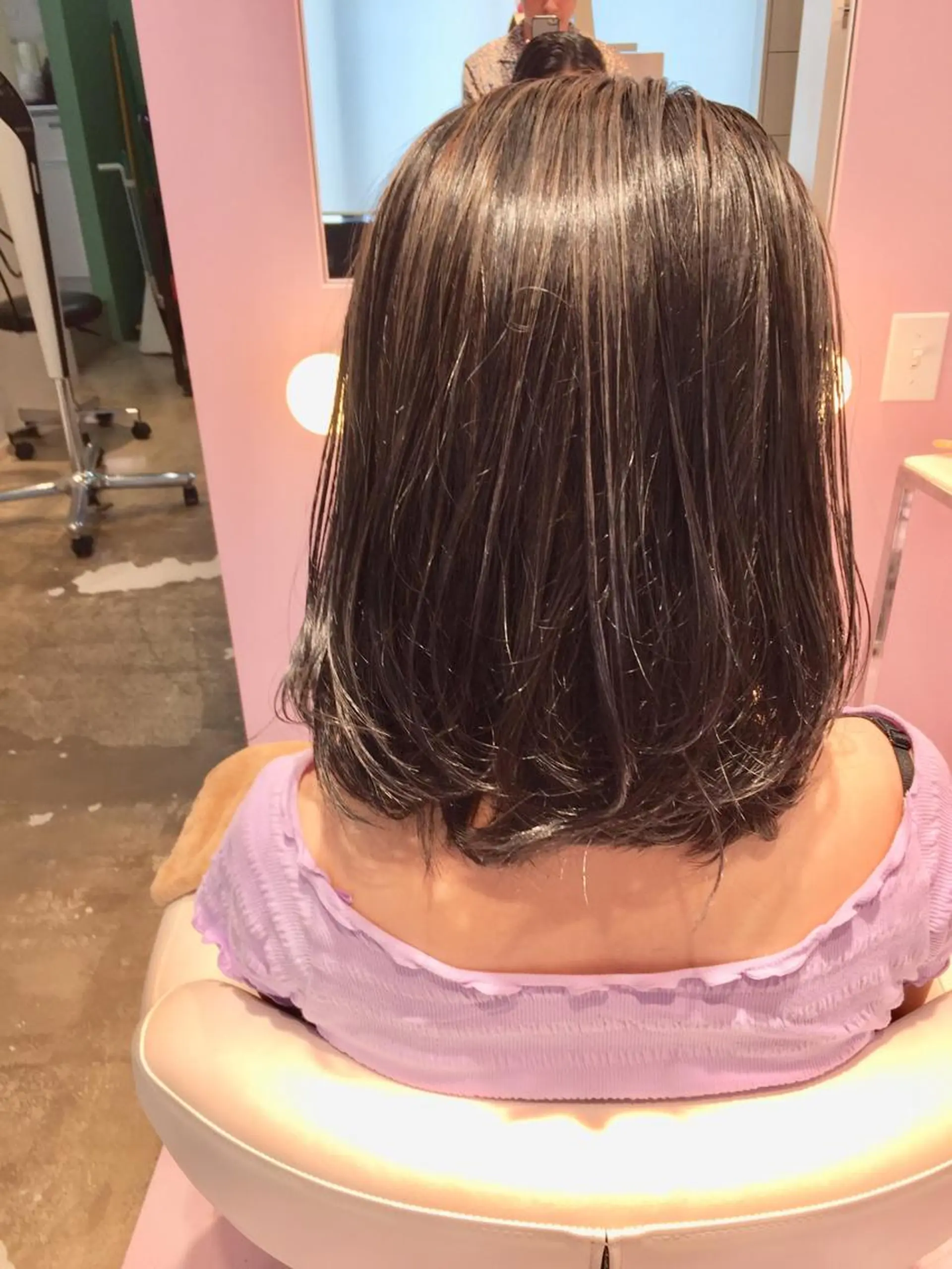 ミディアム ハイライト カット ヘアカラー トリートメント 所渉/韓国レイヤー /ウルフカットのヘアスタイル