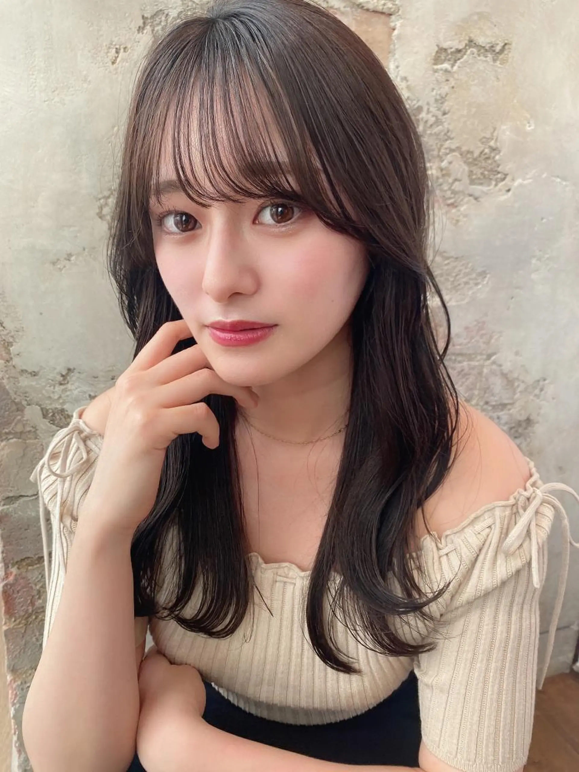 セミロング カラー ベージュカラー ブラウンカラー ブラウンベージュ くびれヘア カット ヘアカラー トリートメント 顔周り/くびれヘア 韓国ヘア💕風間るなのヘアスタイル