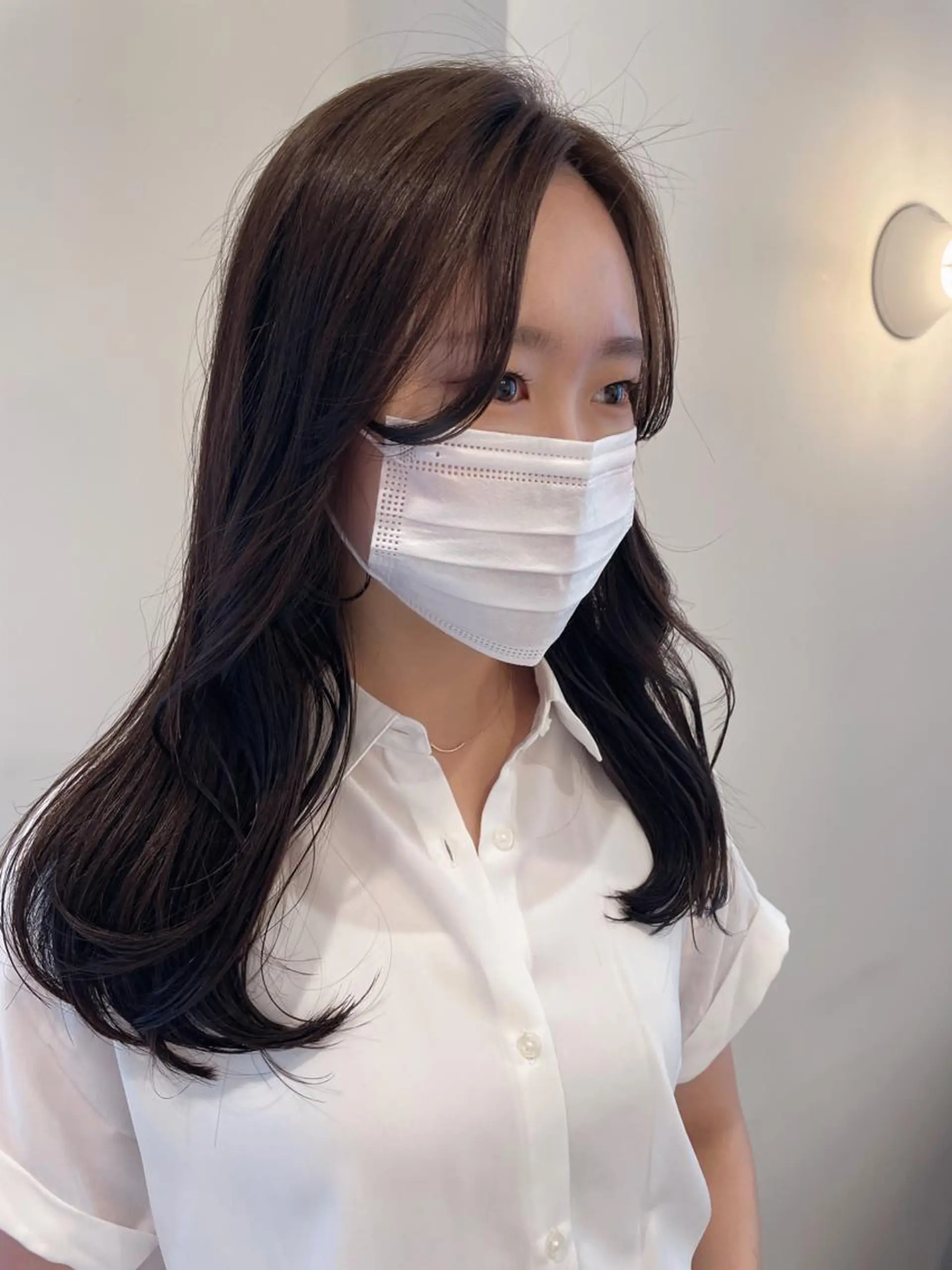 ロング 顔まわりレイヤー 顔周りカット 韓国風ヘア レイヤーカット トリートメント 韓国風ヘア♡ runaのヘアスタイル