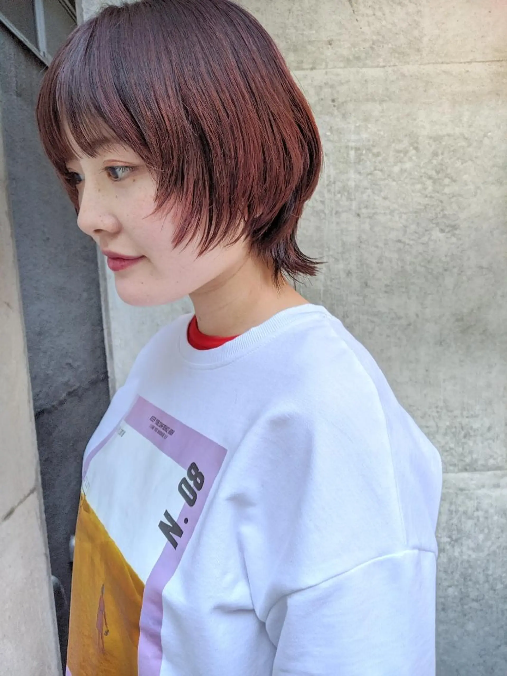 ショート カラー ヘアアレンジ ピンクカラー ウルフカット カット ヘアカラー トリートメント 南堀江 möwen ( メーヴェ )所属・mowen RUIのヘアスタイル