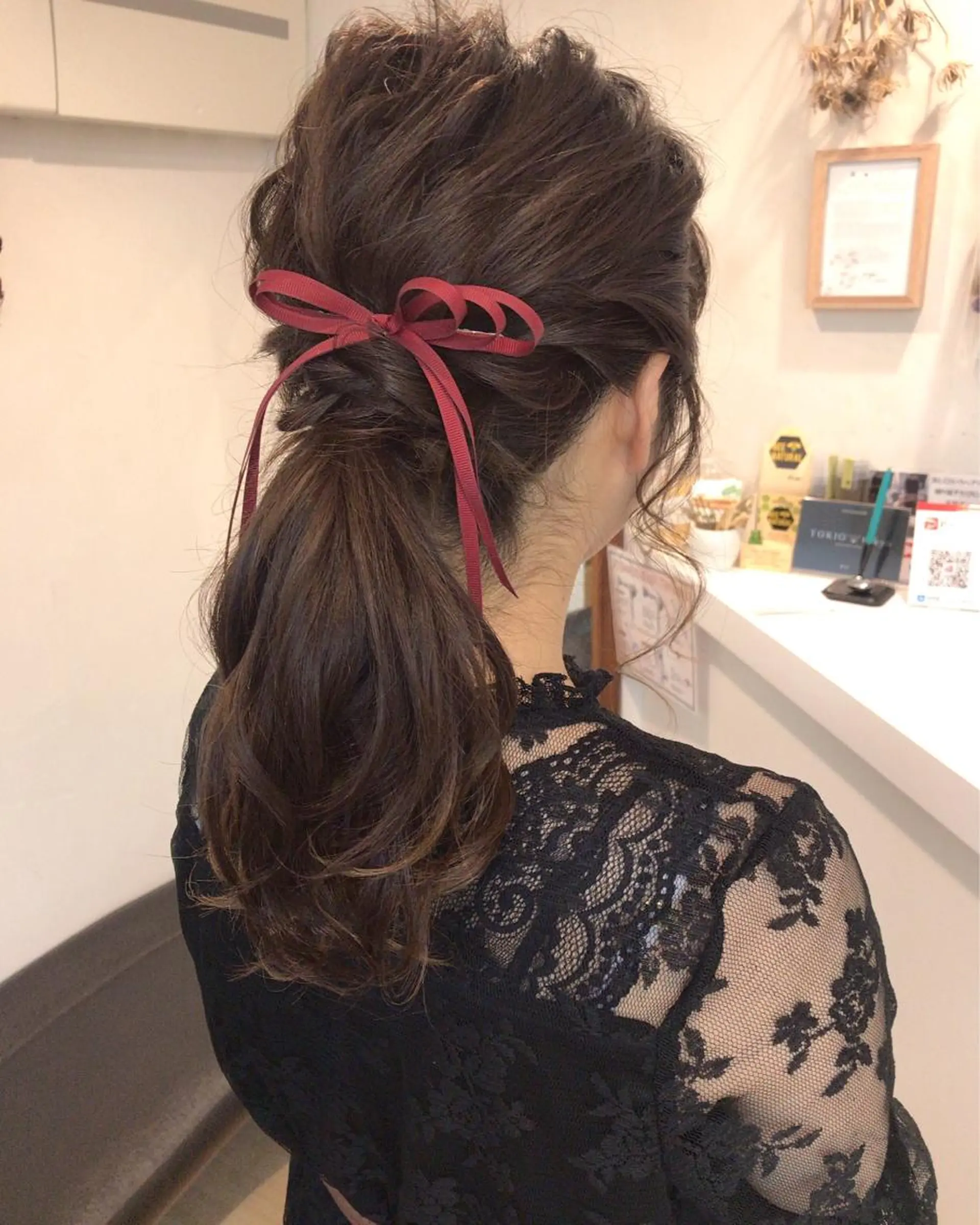 セミロング ヘアアレンジ Click所属・クニモトハルナ ボブ/柔らかカラーのヘアスタイル