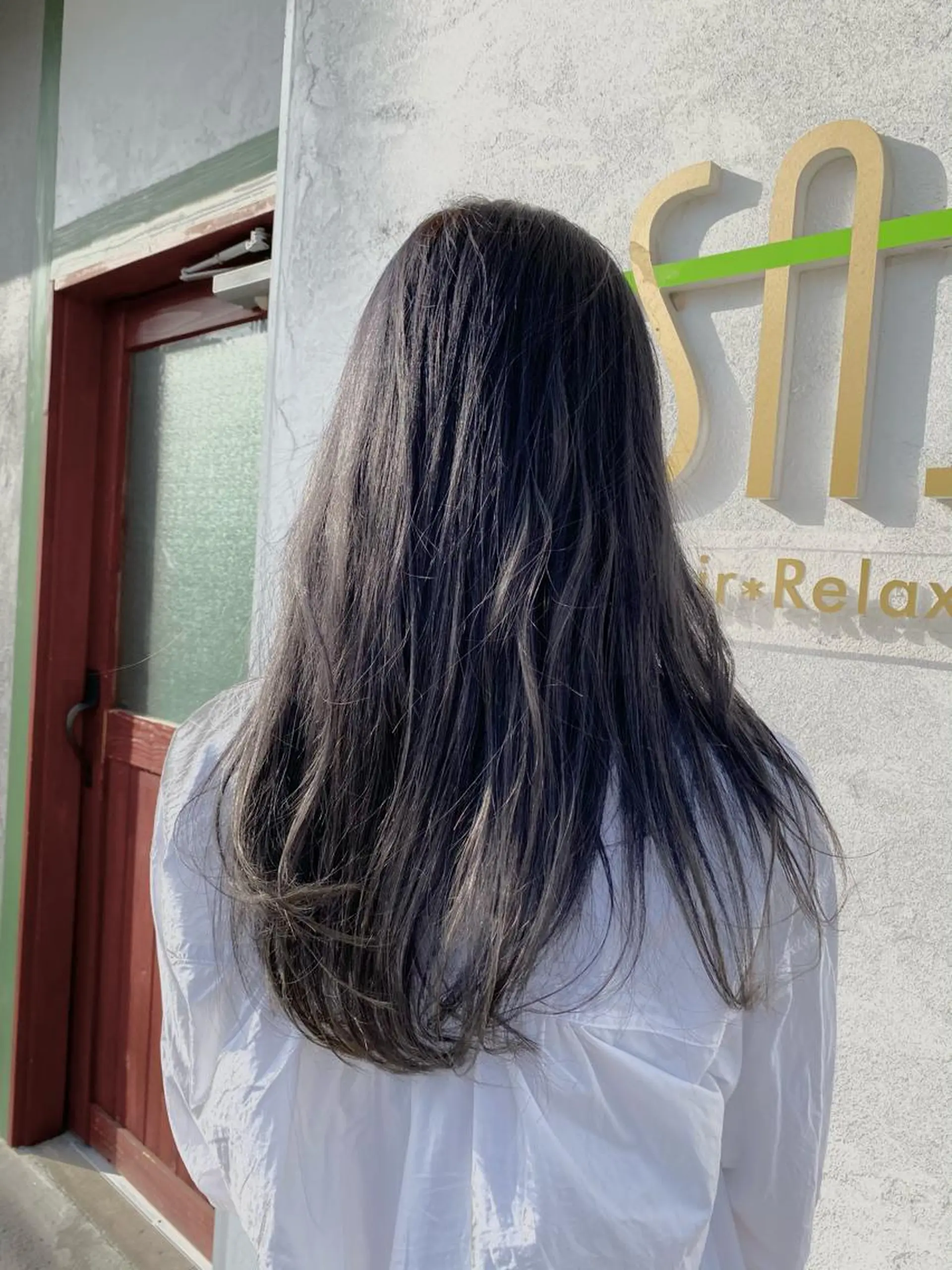 ロング カラー ブリーチなしWカラー /酸性ストレート河本のヘアスタイル