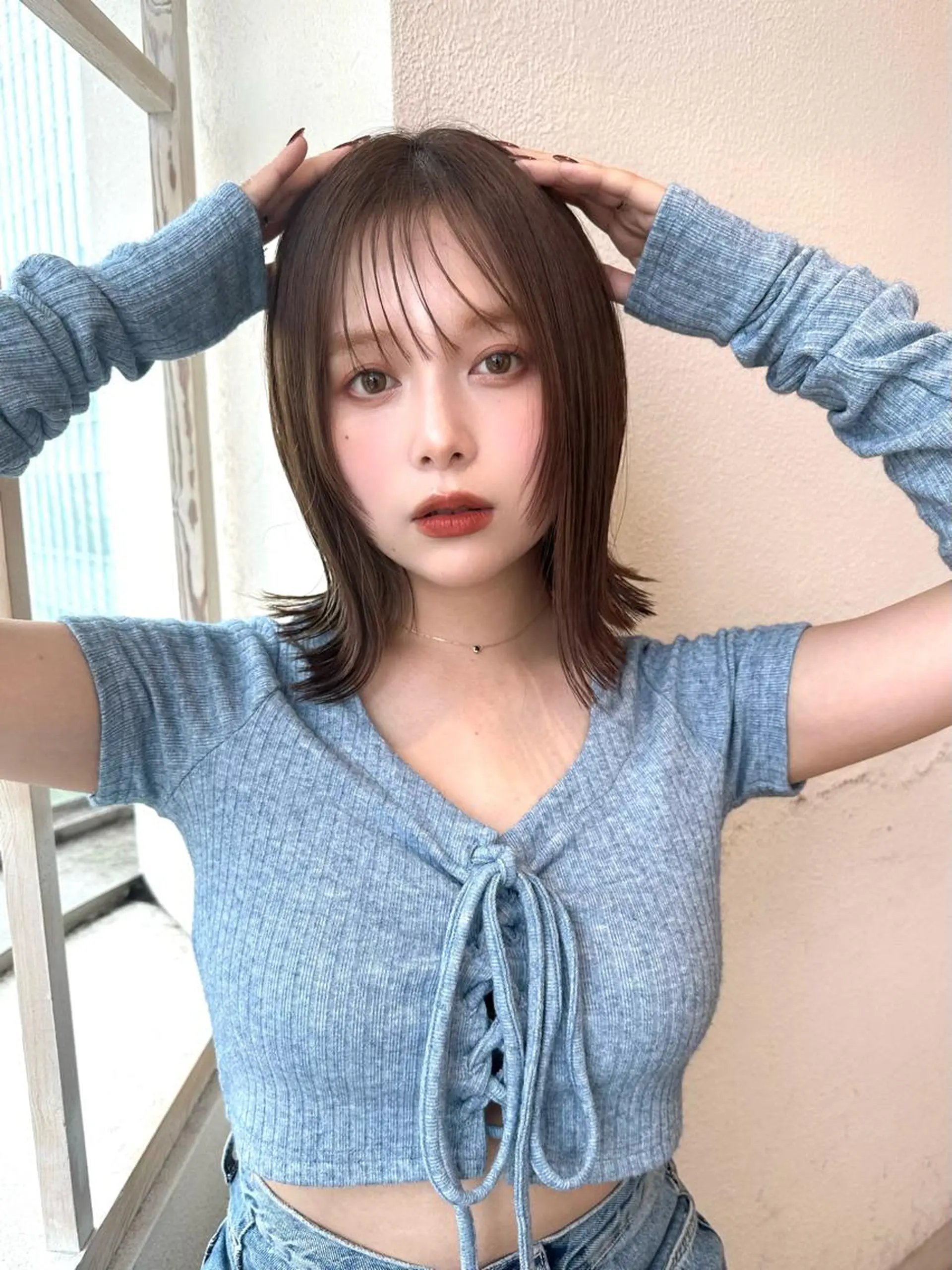 ミディアム 切りっぱなしボブ ショートボブ ボブ くびれヘア タンバルモリ カット ヘアカラー トリートメント 市原 大翼のヘアスタイル