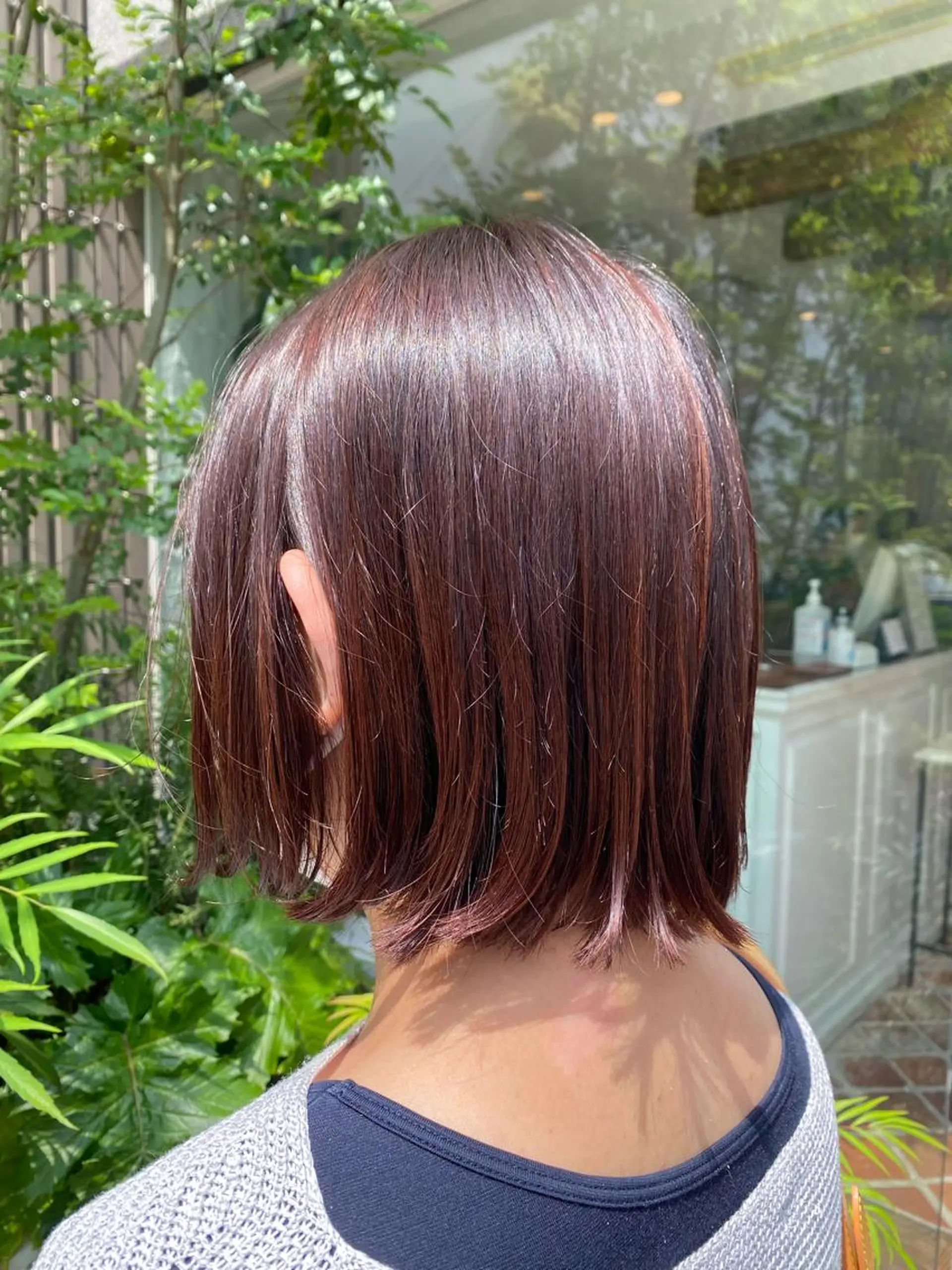 ミディアム ピンクブラウン 銀座/前髪顔まわり/ 透明感カラー/danのヘアスタイル