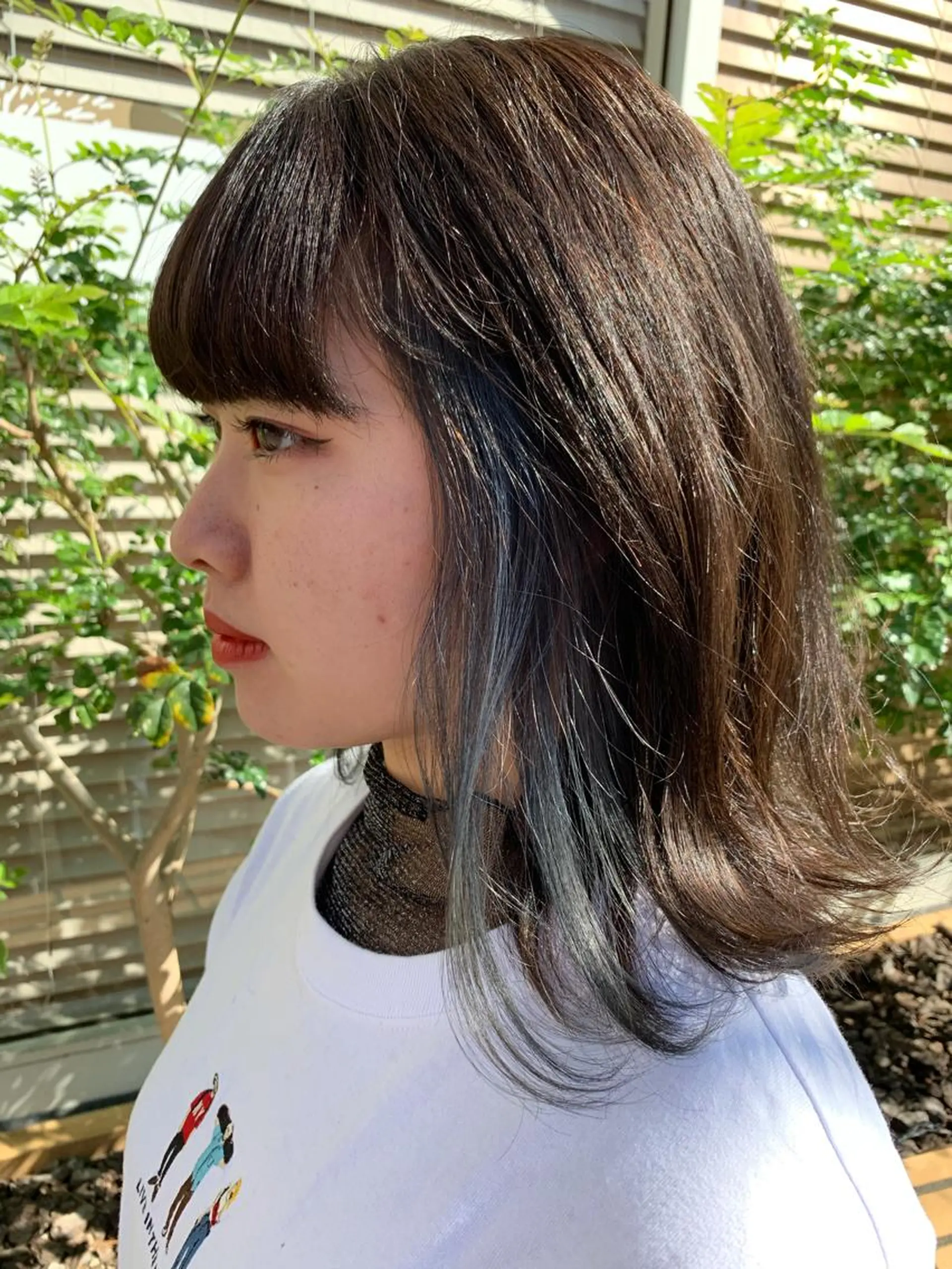 ミディアム カラー ブルーカラー インナーカラー yuga/ パーマのヘアスタイル