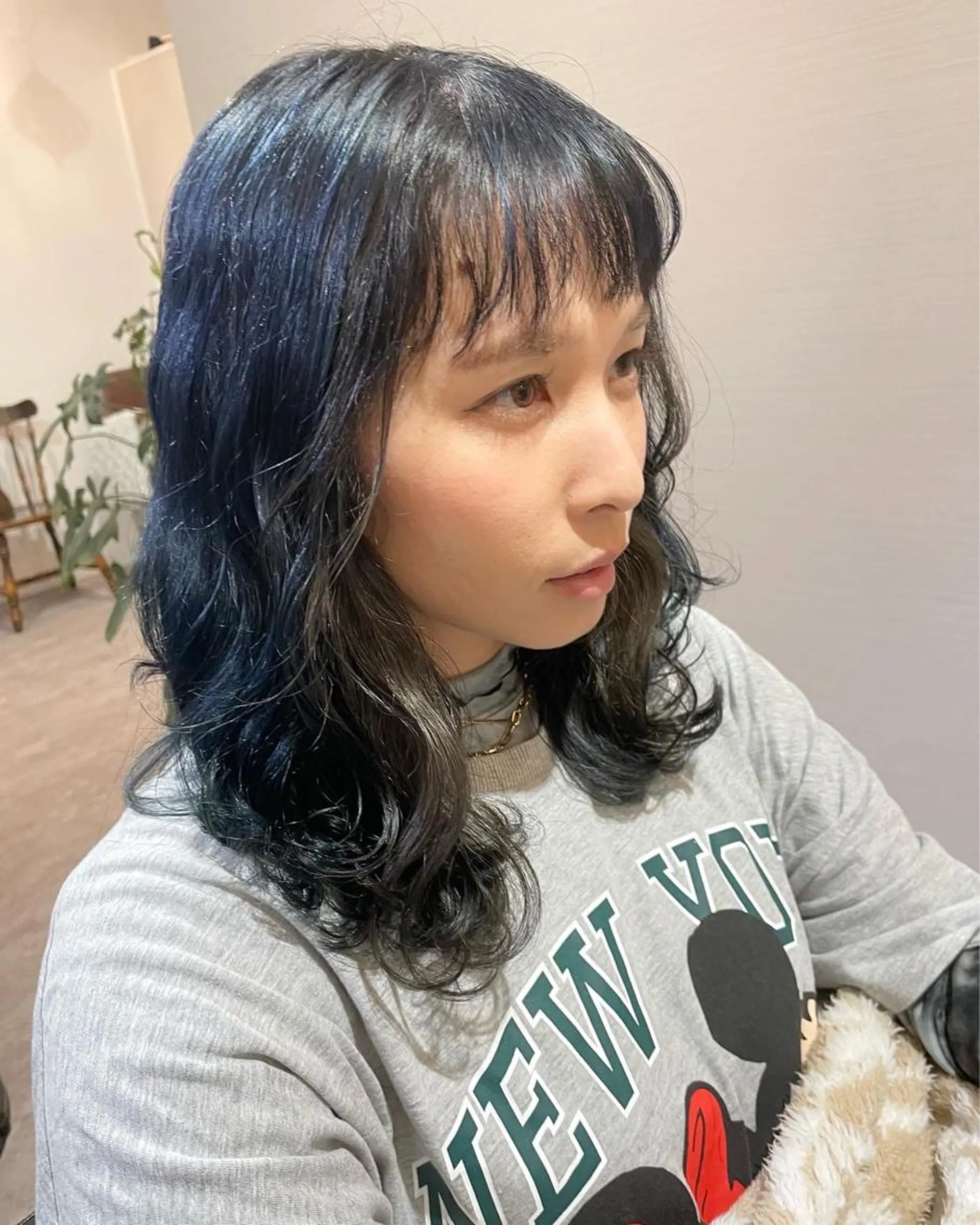 ミディアム カラー ブルーカラー ネイビーカラー Vivie.所属・新都心個室サロン/ 古波蔵美奈のヘアスタイル