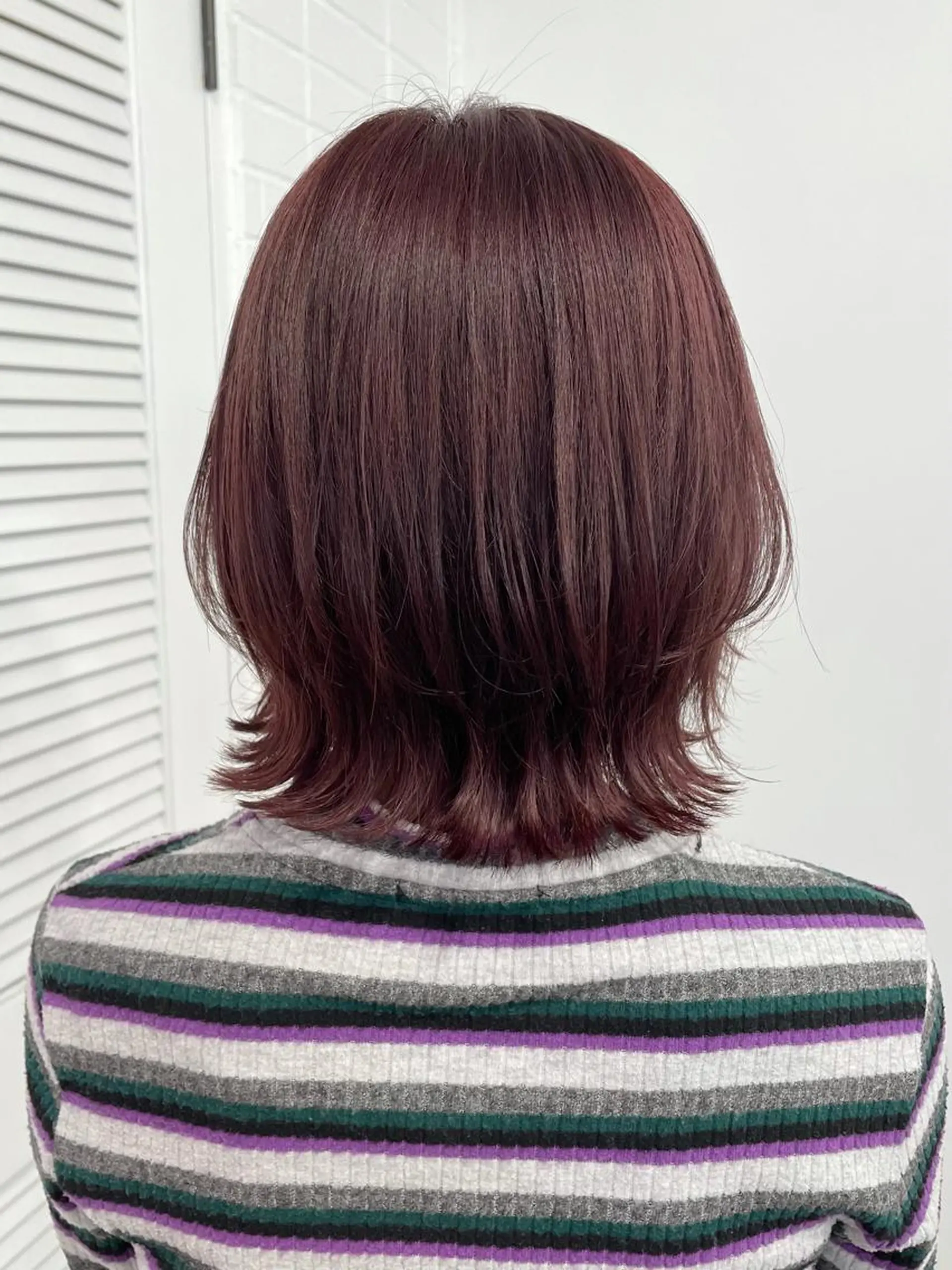 ミディアム カラー ヘアアレンジ ボルドーカラー ボブ×柔らかいカラー 🩰misaki𓍼のヘアスタイル