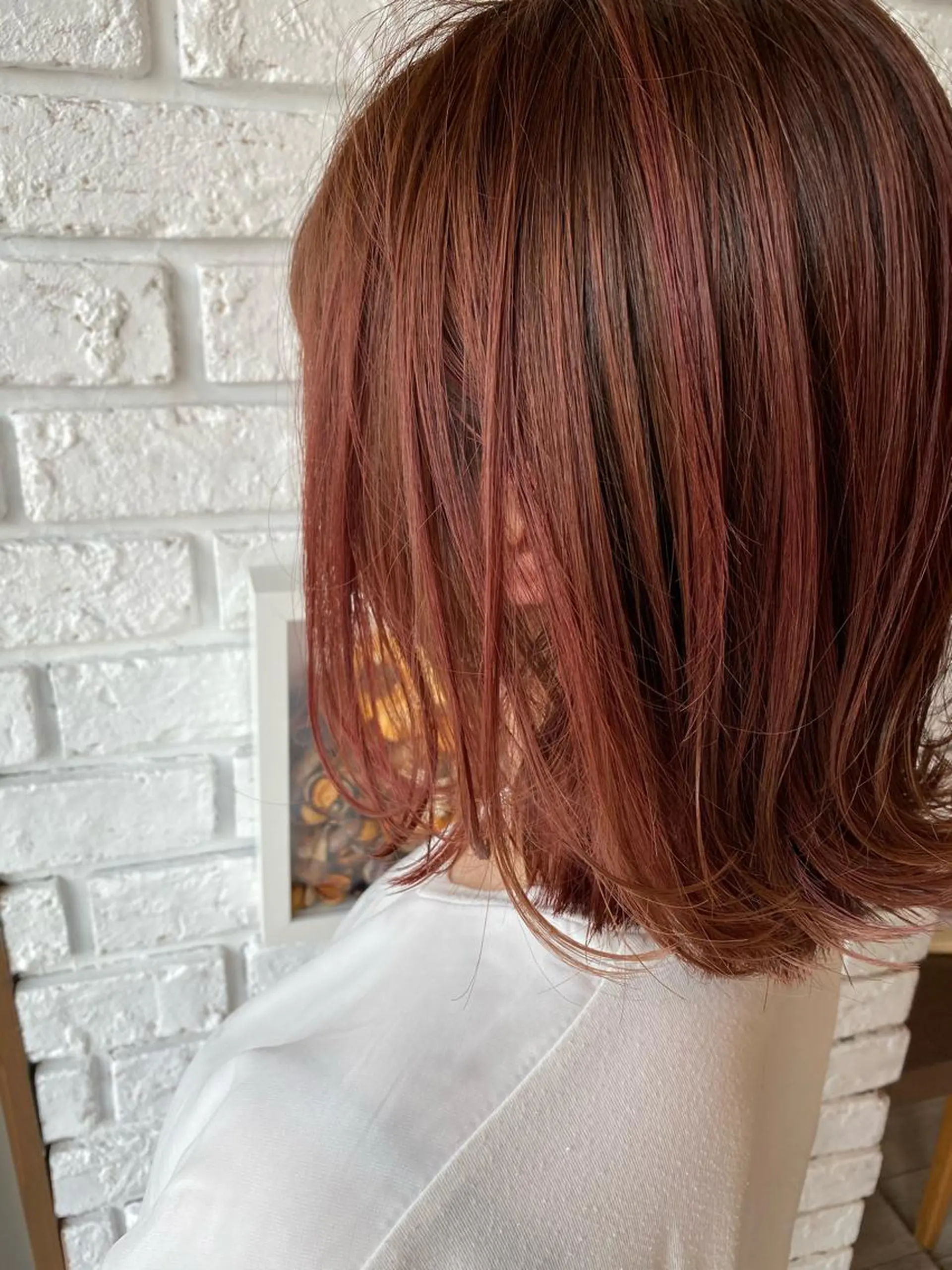 ミディアム カラー レッドカラー カット ヘアカラー トリートメント 日比 貴大/ minim hairのヘアスタイル