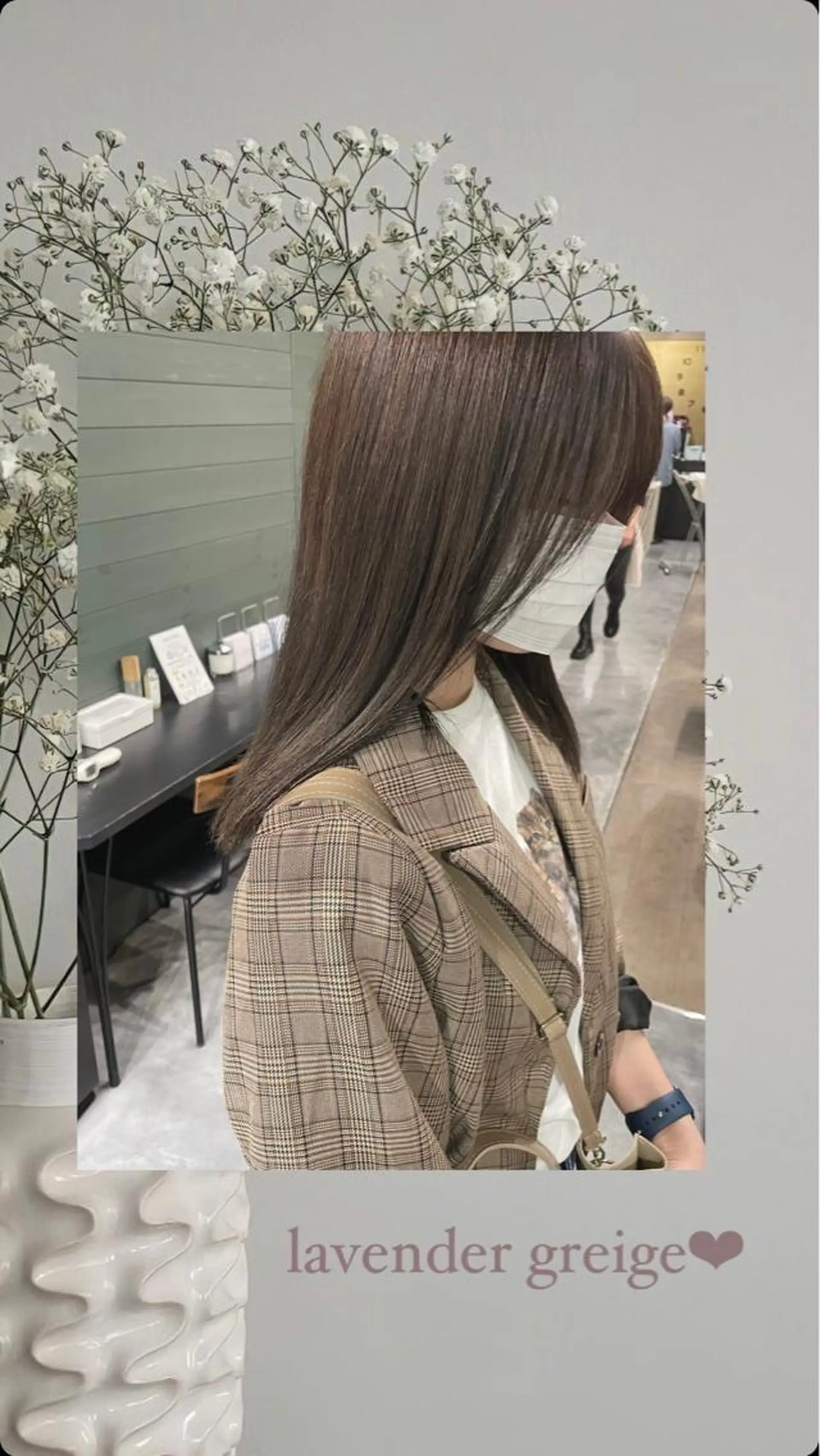 ロング カラー グレージュ ラベンダーカラー ラベンダーグレージュ ラベンダーグレー Hana ♡ marshu梅田のヘアスタイル