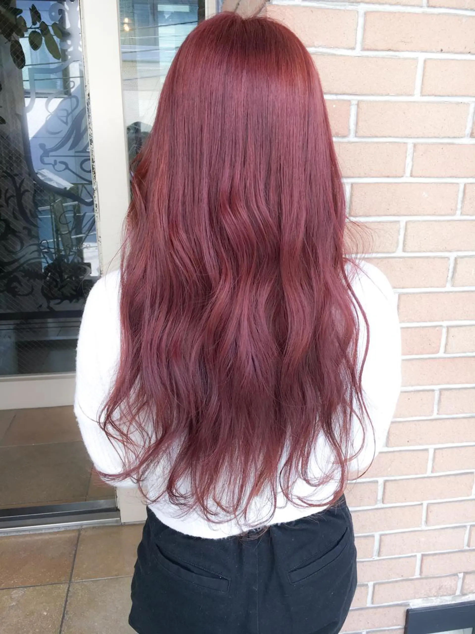 ロング カラー カシス ダブルカラー ピンクカラー トリートメント 北條 優輝のヘアスタイル