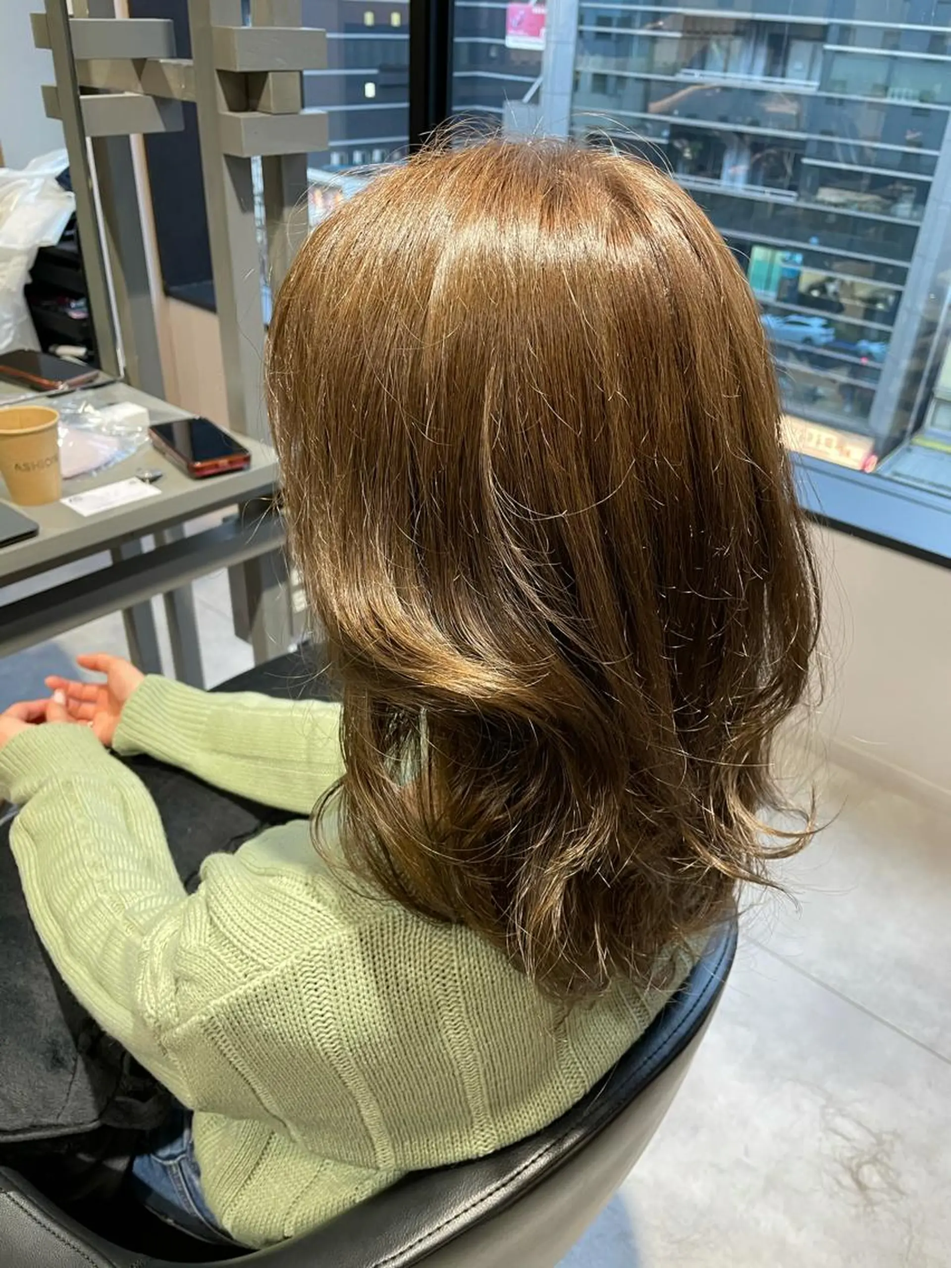 ミディアム カット ヘアカラー トリートメント レイヤー×髪質改善 ×透明感/杉田 圭のヘアスタイル