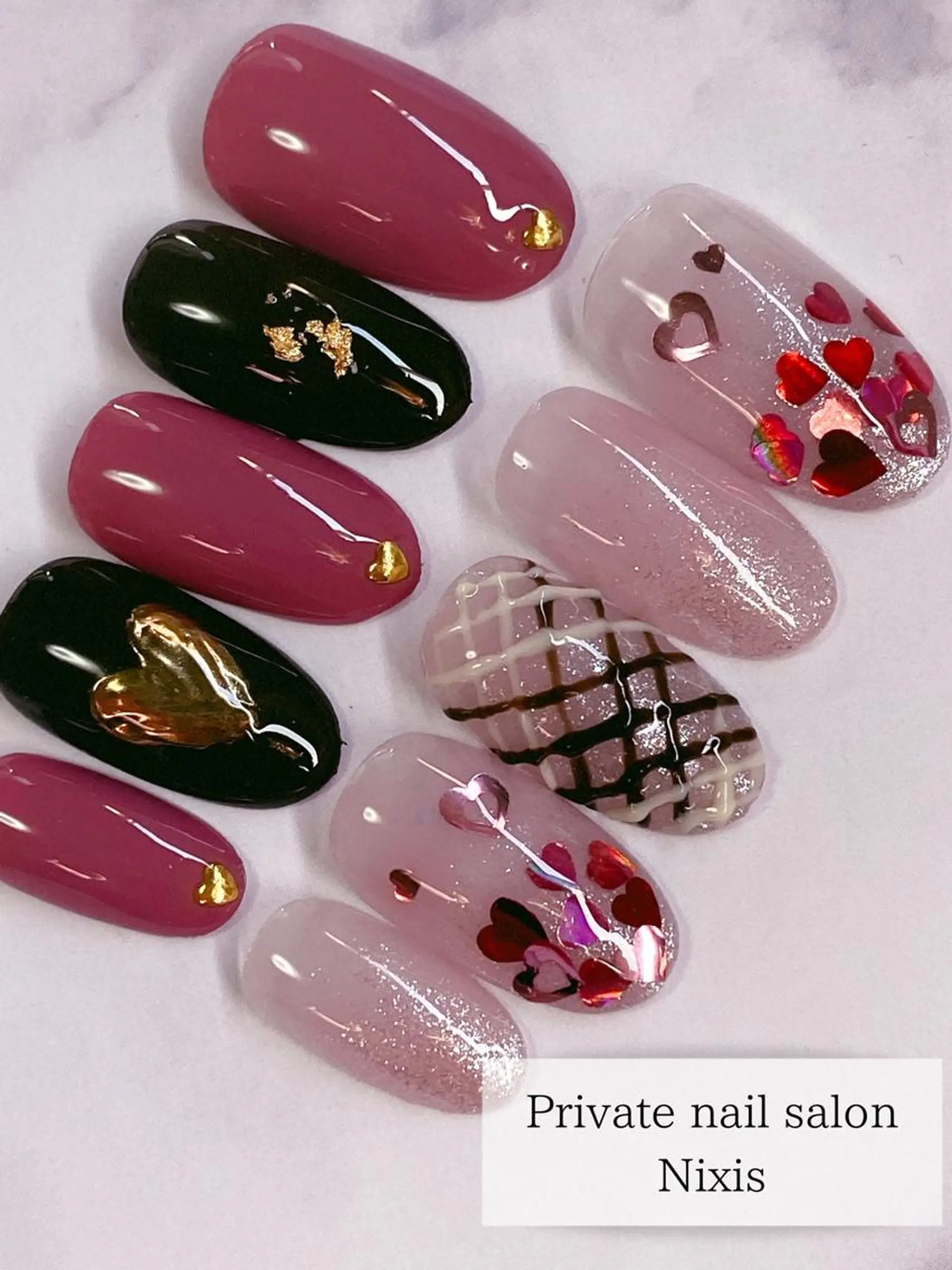 ネイル バレンタイン 大人キレイ 𝑁𝑖𝑥𝑖𝑠のネイルデザイン