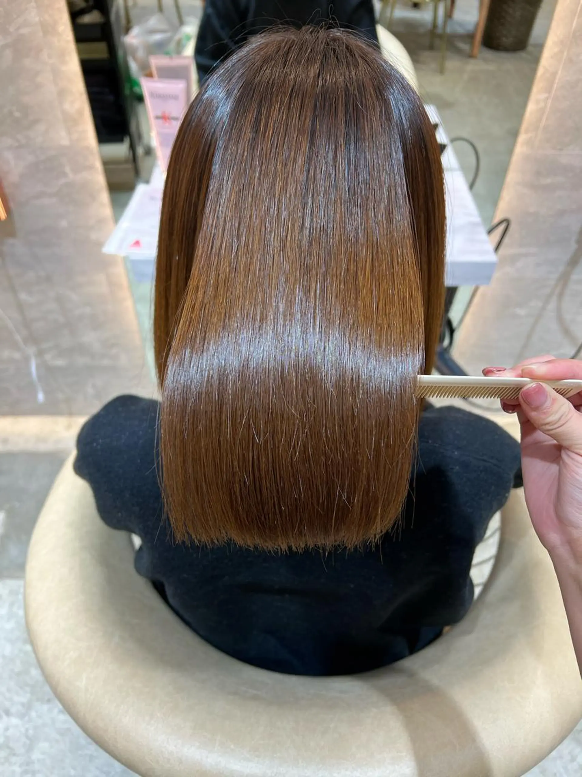 ミディアム ボブ/巻ける縮毛矯正 /韓国レイヤーはなのヘアスタイル