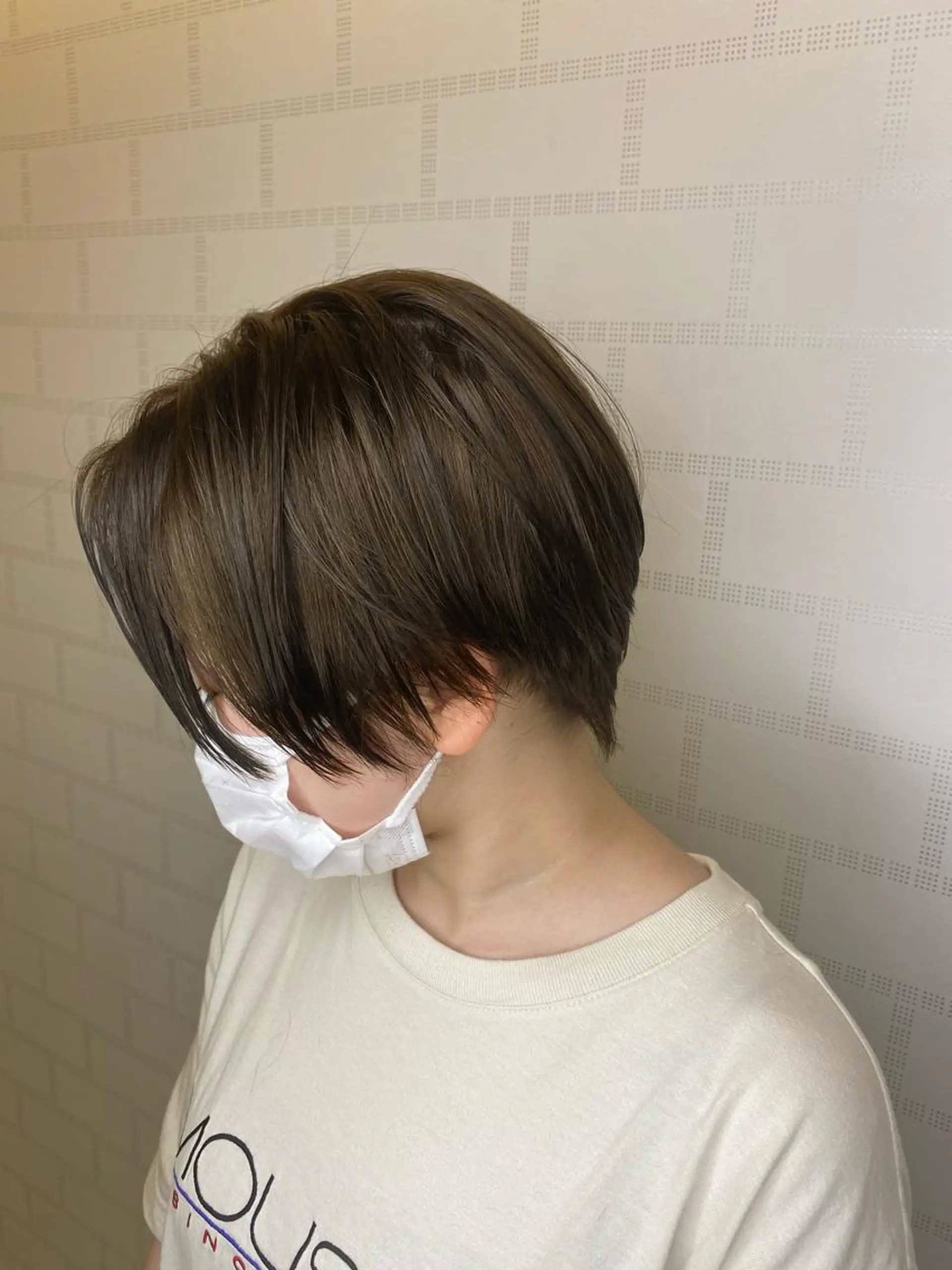 ショート カラー ベージュカラー オリーブベージュ ショートヘア 塩谷黎✨ブリーチ無W カラーメンズパーマ✨のヘアスタイル