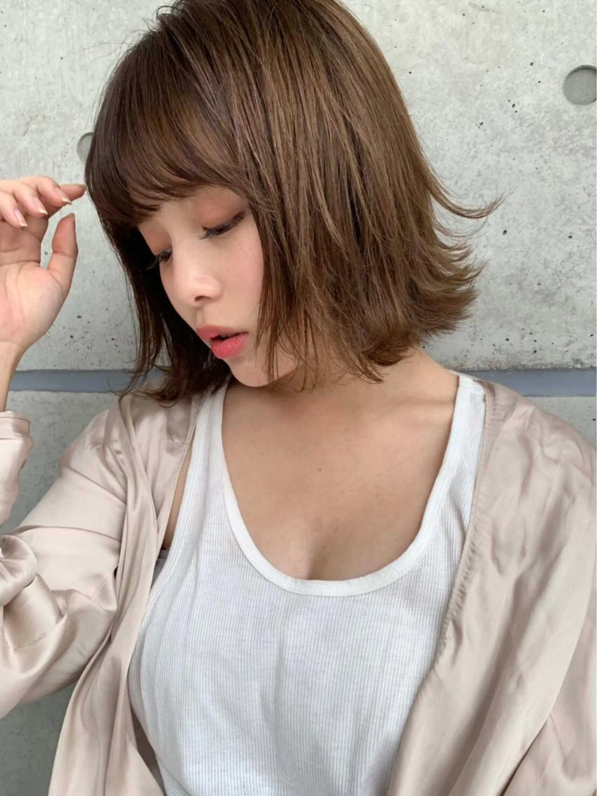 ミディアム カラー パーマ ベージュカラー 透明感カラー ♡モテ髪/似合わせ♡ 透明感/JUICE♡のヘアスタイル