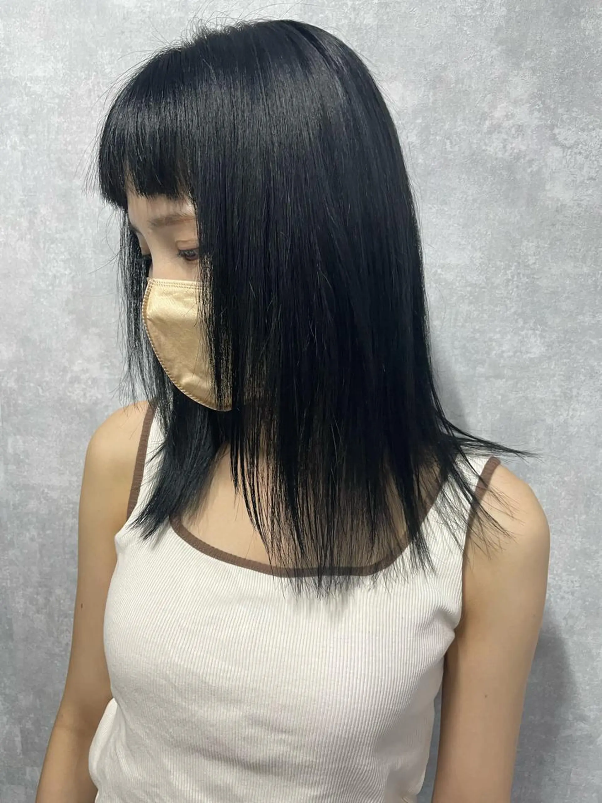 ミディアム 切りっぱなしボブ ショートボブ ミディアムパーマ アッシュ ミストバング カット トリートメント C’LD hair  produce /シールドヘア所属・モテ髪/ボブ/ショー ト/アダチフウトのヘアスタイル