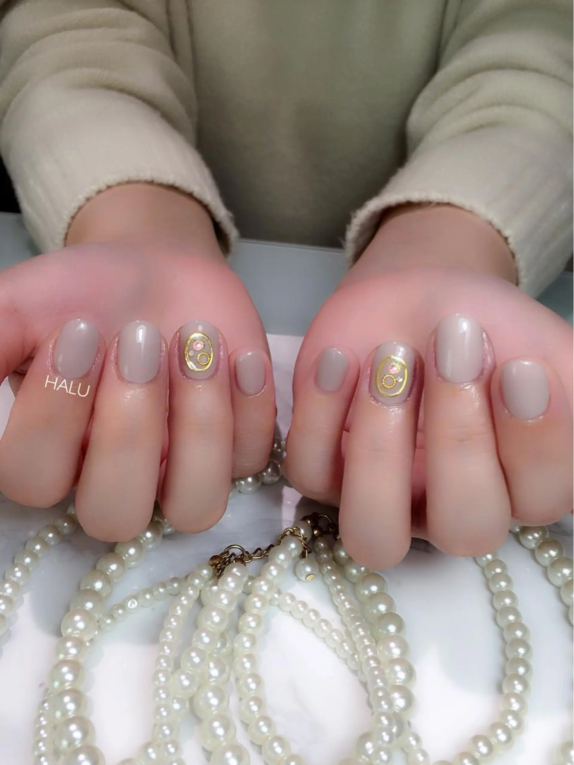 ネイル クリアネイル ゴールド オフィスネイル シンプルネイル HALU ハルのネイルデザイン