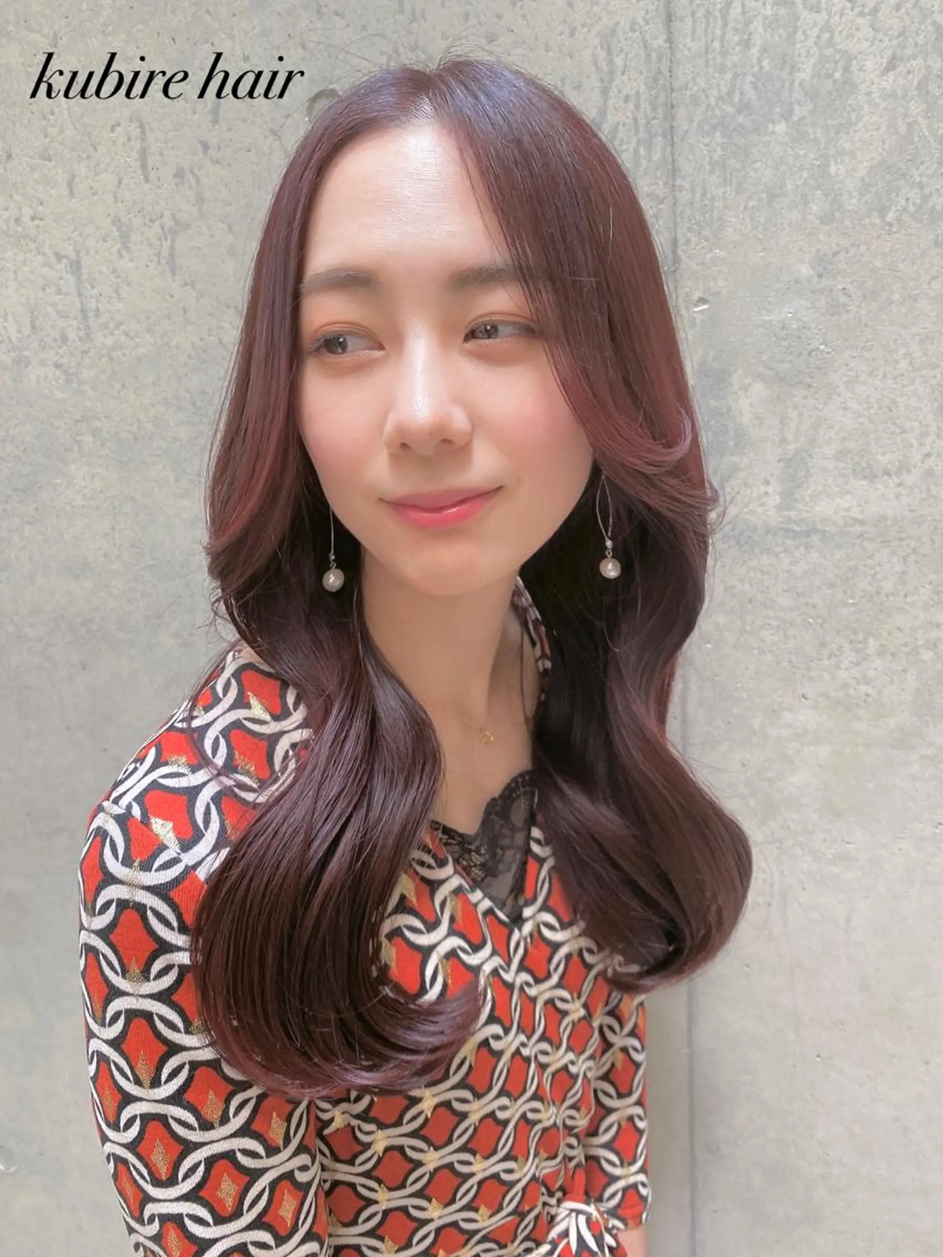 ロング カラー レッドカラー くびれヘア ヨシンモリ 韓国風ヘア レイヤーカット カット ヘアカラー トリートメント 韓国レイヤー/ミルク ティー🦋高橋　暖のヘアスタイル