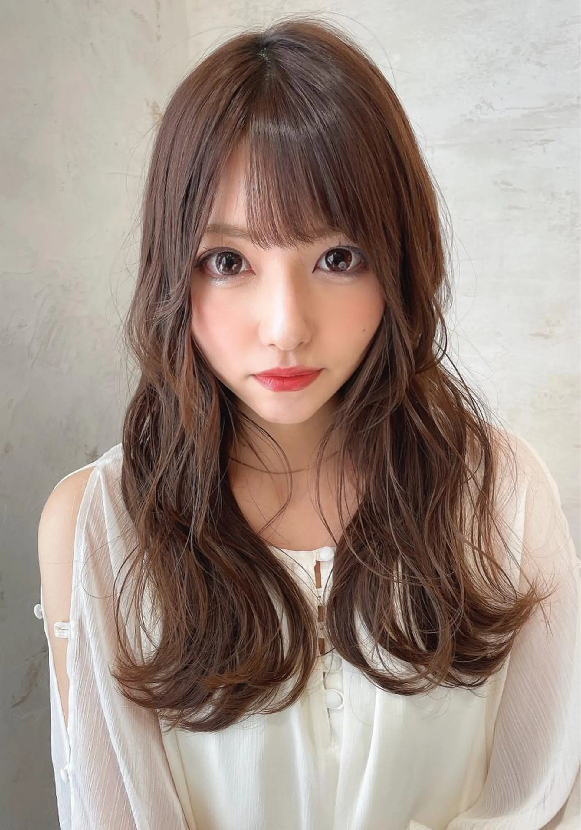 セミロング 外国人風カラー 韓国風ヘア 木屋元一/透明感 /レイヤー/顔まわりのヘアスタイル