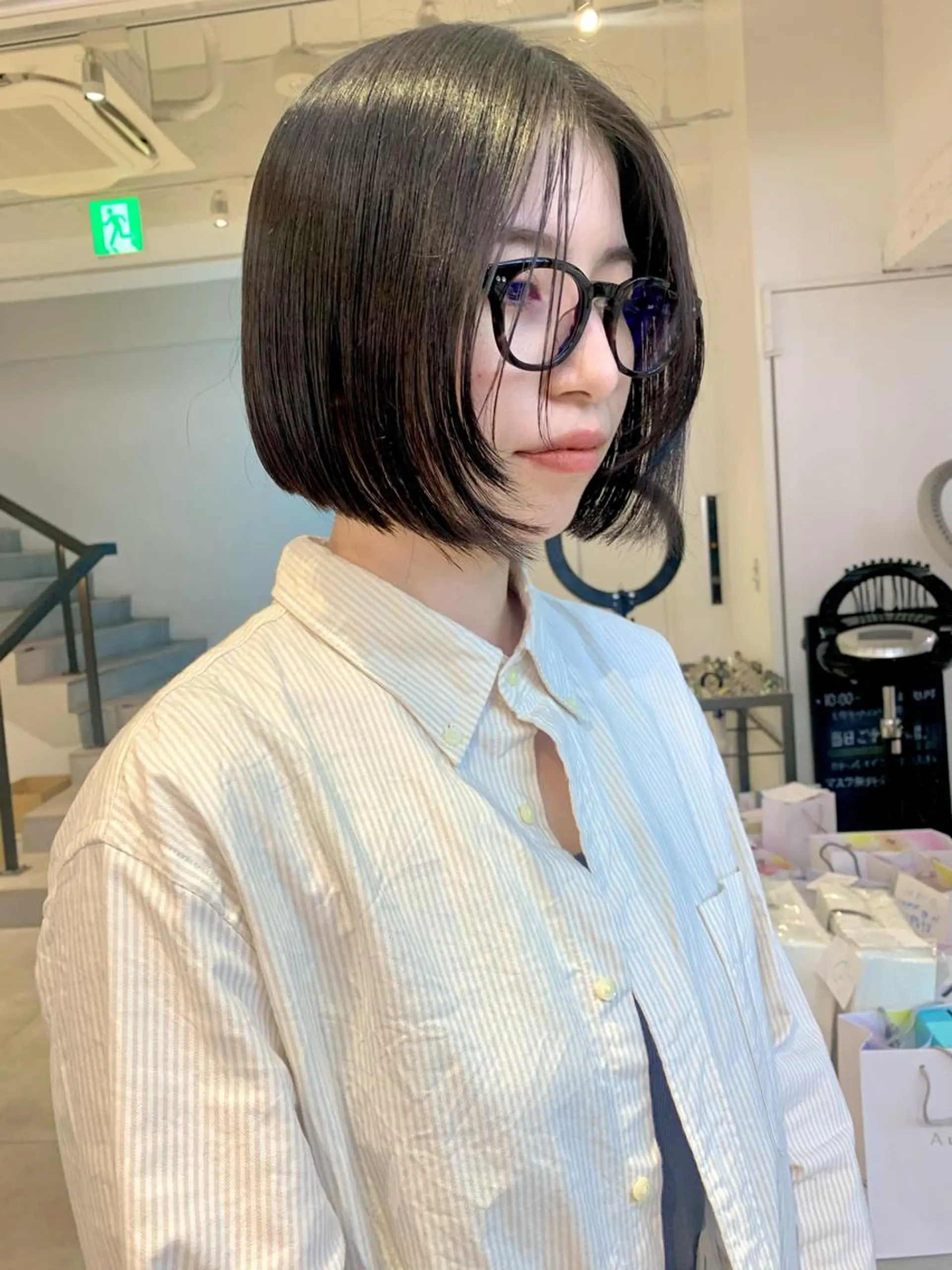 ショート 切りっぱなしボブ ボブ 顔周りカット 韓国風ヘア カット トリートメント Kureha/ネイル トレンドヘアのヘアスタイル