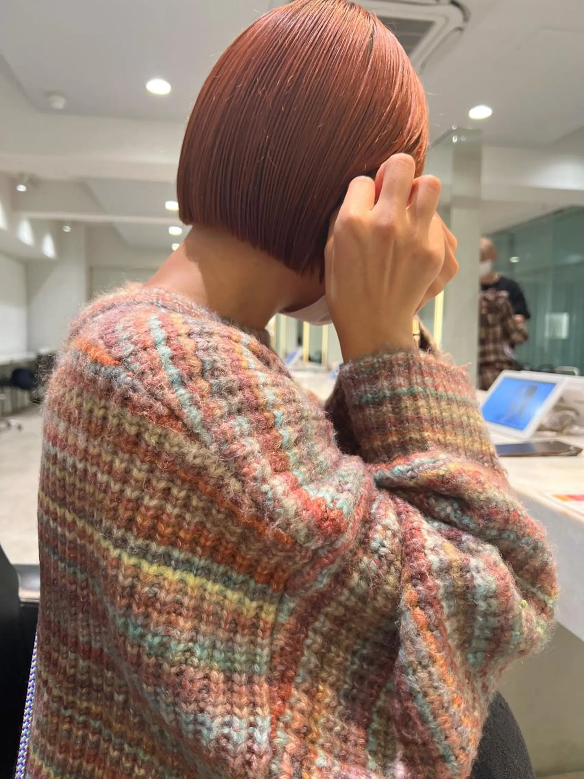 ショート カラー ヘアアレンジ オレンジ レッドカラー ボブ 🌿ショート🌿 パーマ🌿淳平のヘアスタイル