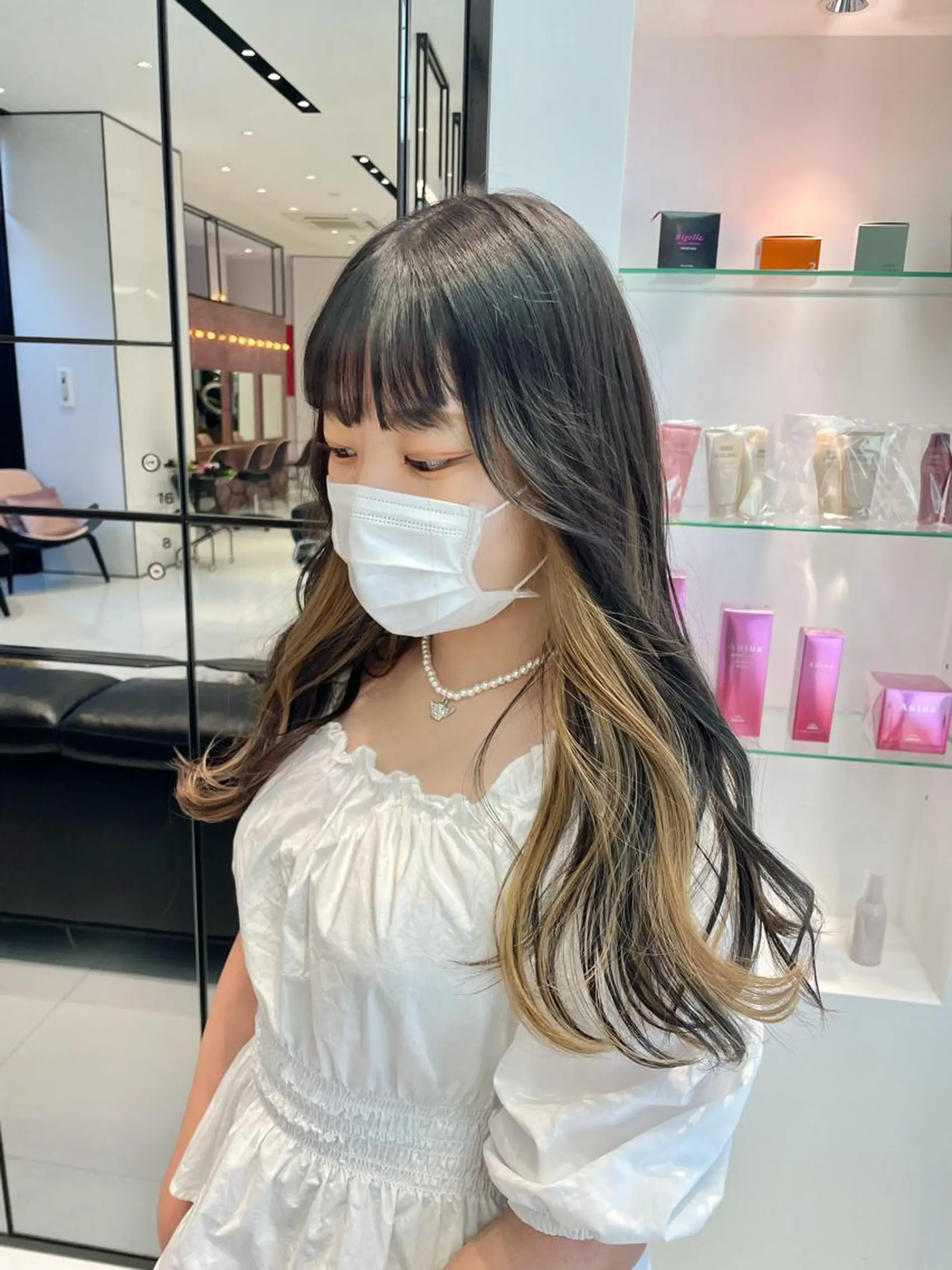 ロング カラー ヘアアレンジ ハッシュカット/ 韓国ヘア☽⋰mahoのヘアスタイル