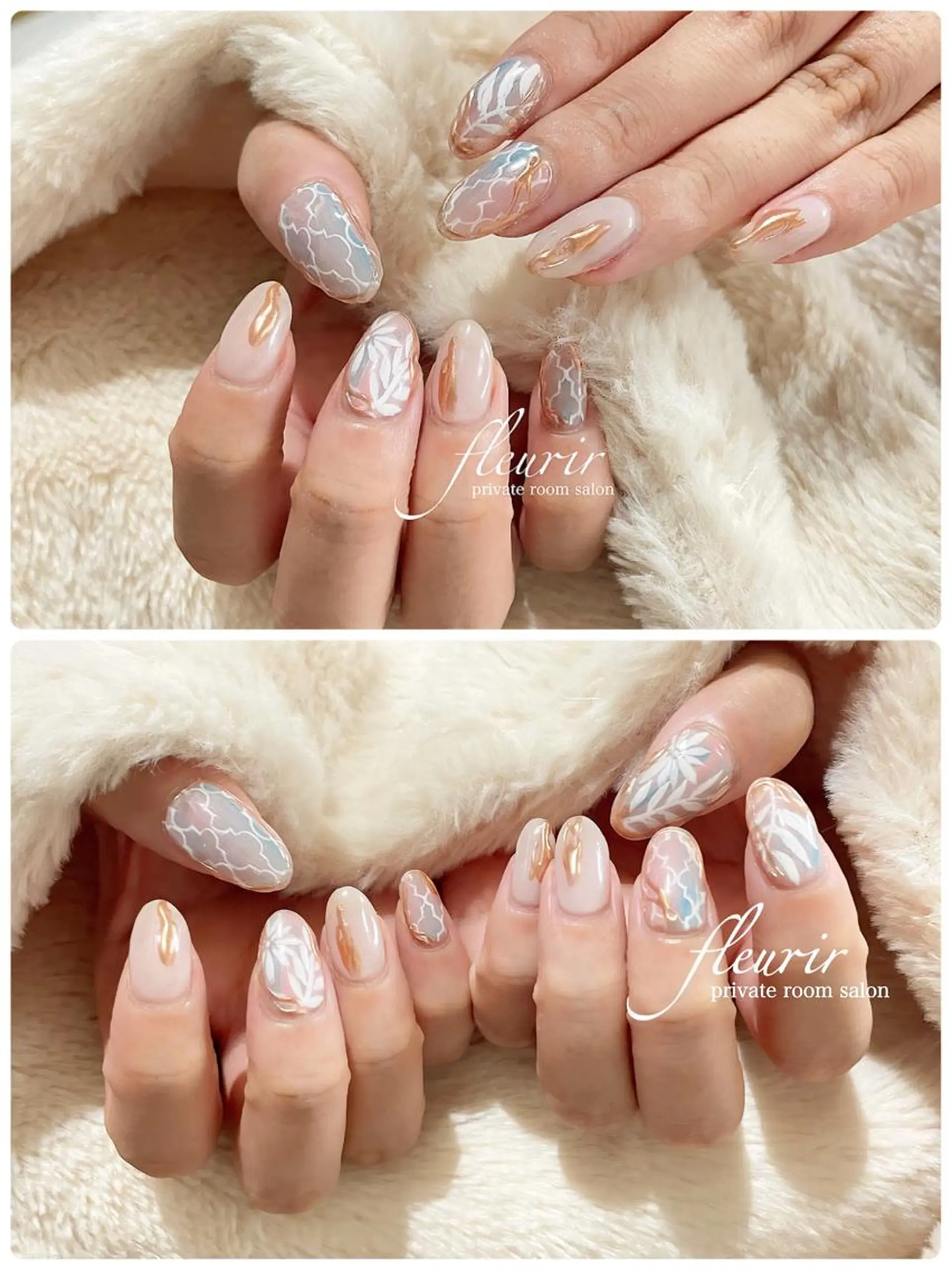 ネイル アートネイル ゴールド ミラーネイル フルリール 【プライベートサロンのネイルデザイン