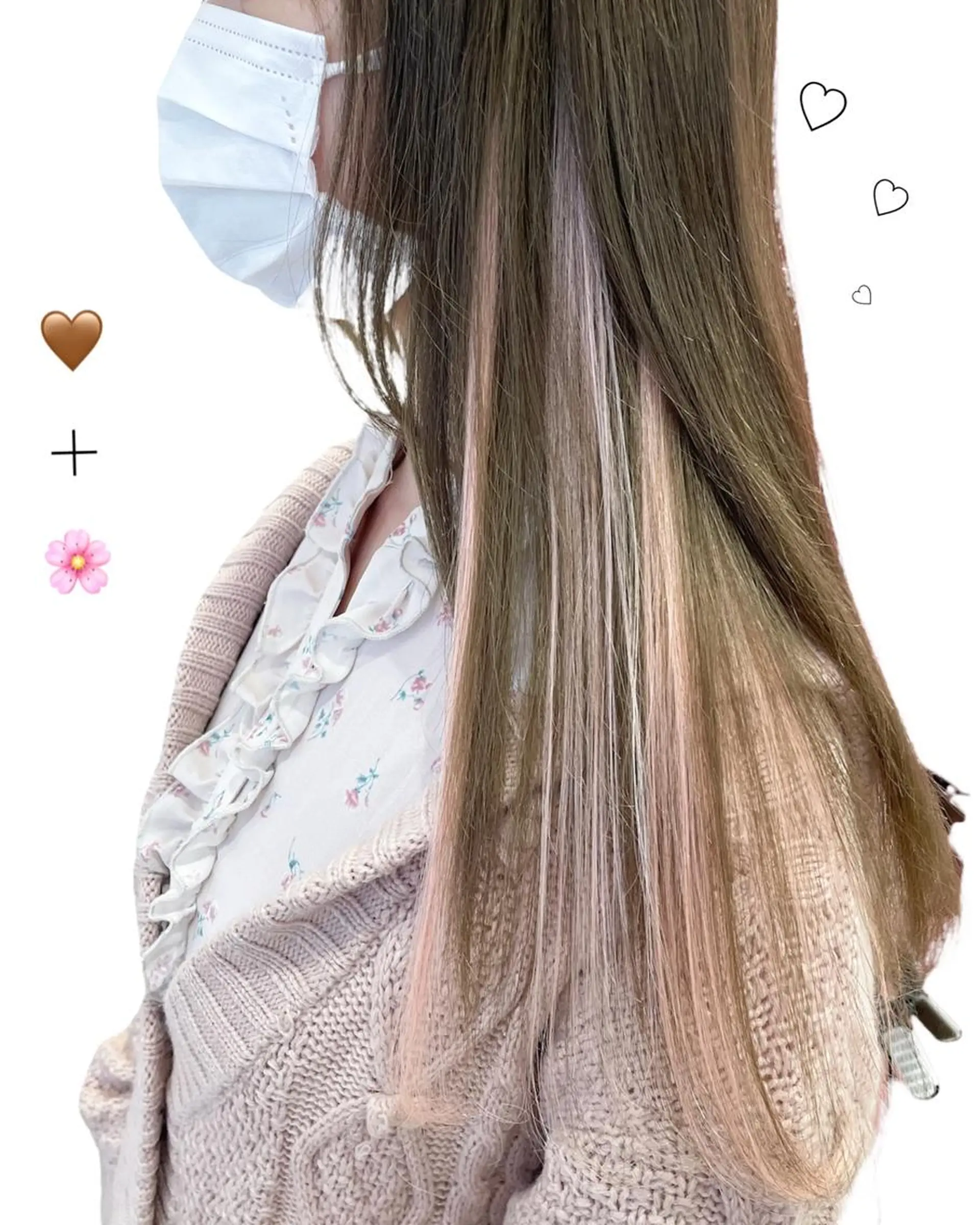 セミロング カラー ブラウンカラー ピンクカラー カット エクステ EMANON新宿東口所属・新宿駅近♡個室 ♡関口三都季🌜のヘアスタイル