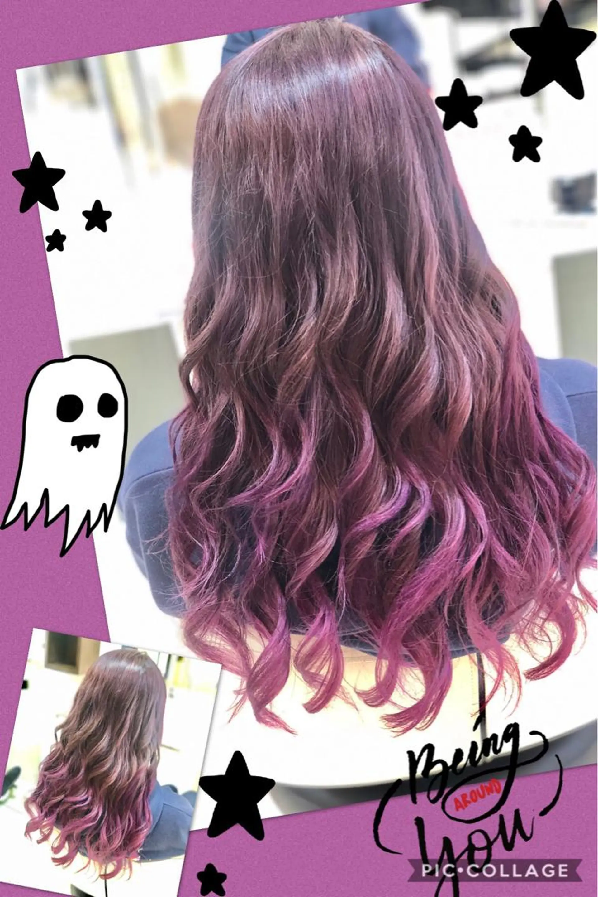 ロング カラー ブリーチ ケアブリーチ イルミナカラー パープルカラー 永島 桜のヘアスタイル