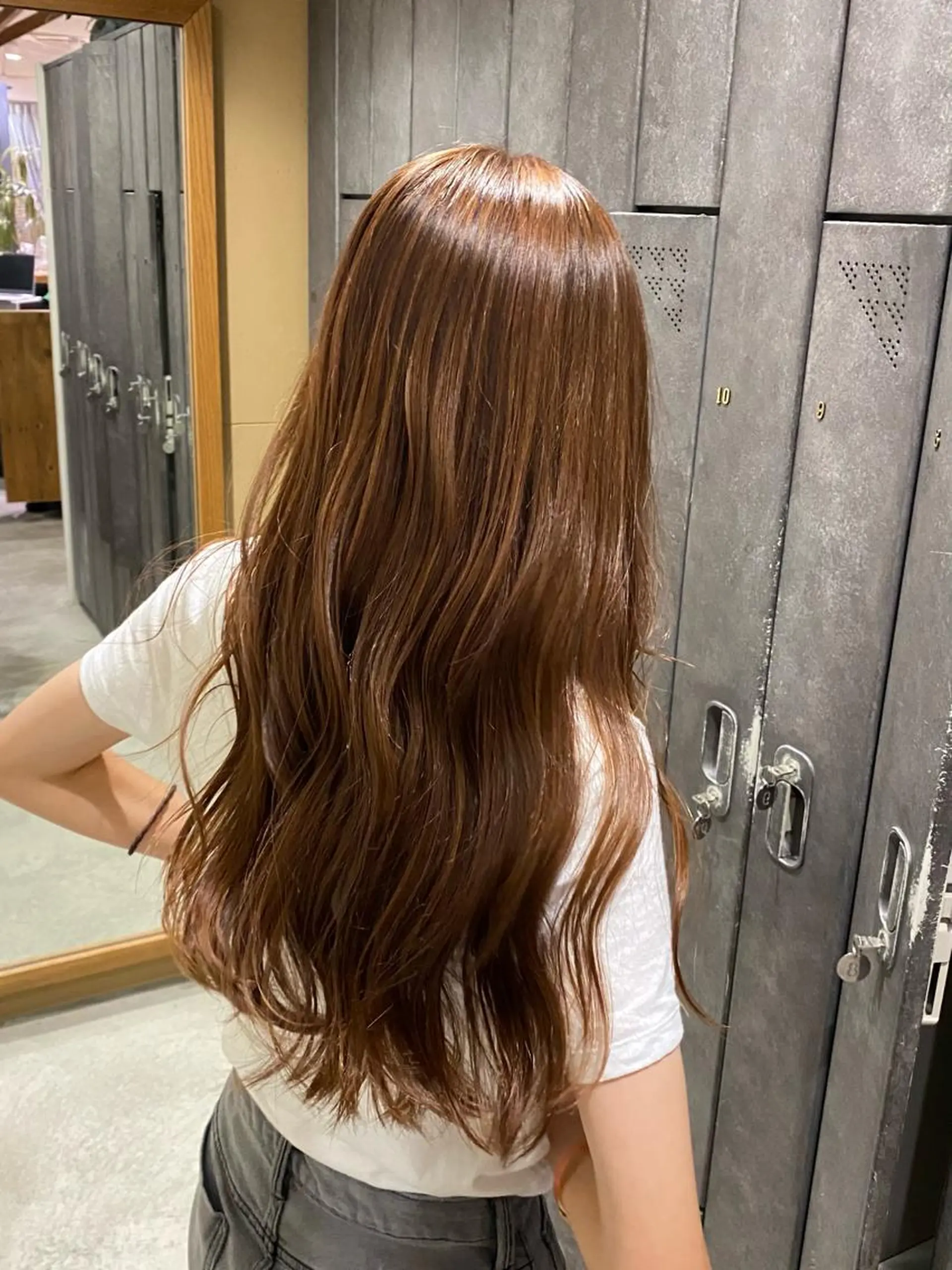 ロング カラー ブラウンカラー オレンジ オレンジブラウン ヘアカラー Lumier de mashu所属・nana/ボブ/ レイヤー/メンズのヘアスタイル