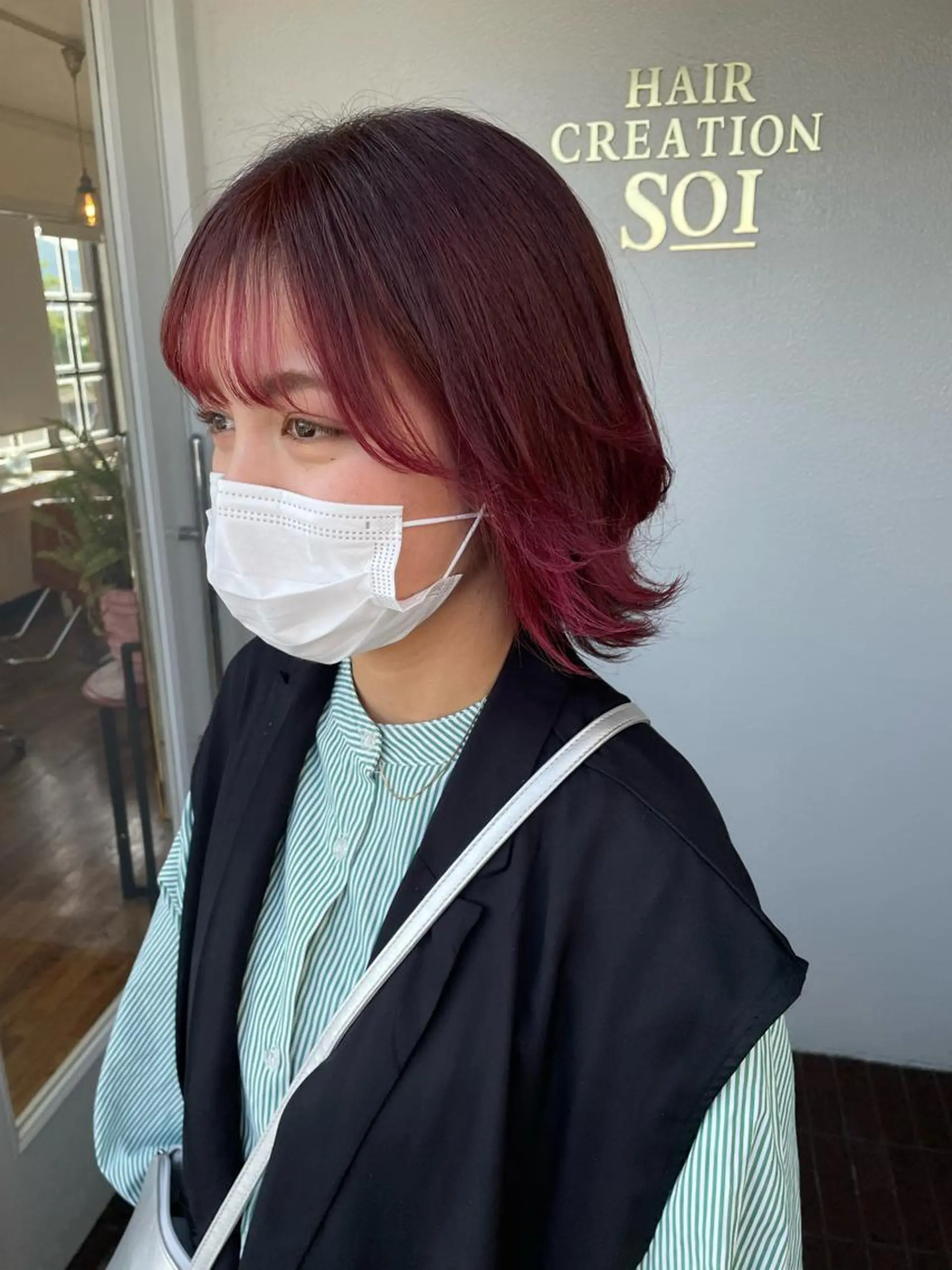 ミディアム カラー ピンクカラー 大嶋 宏隆のヘアスタイル