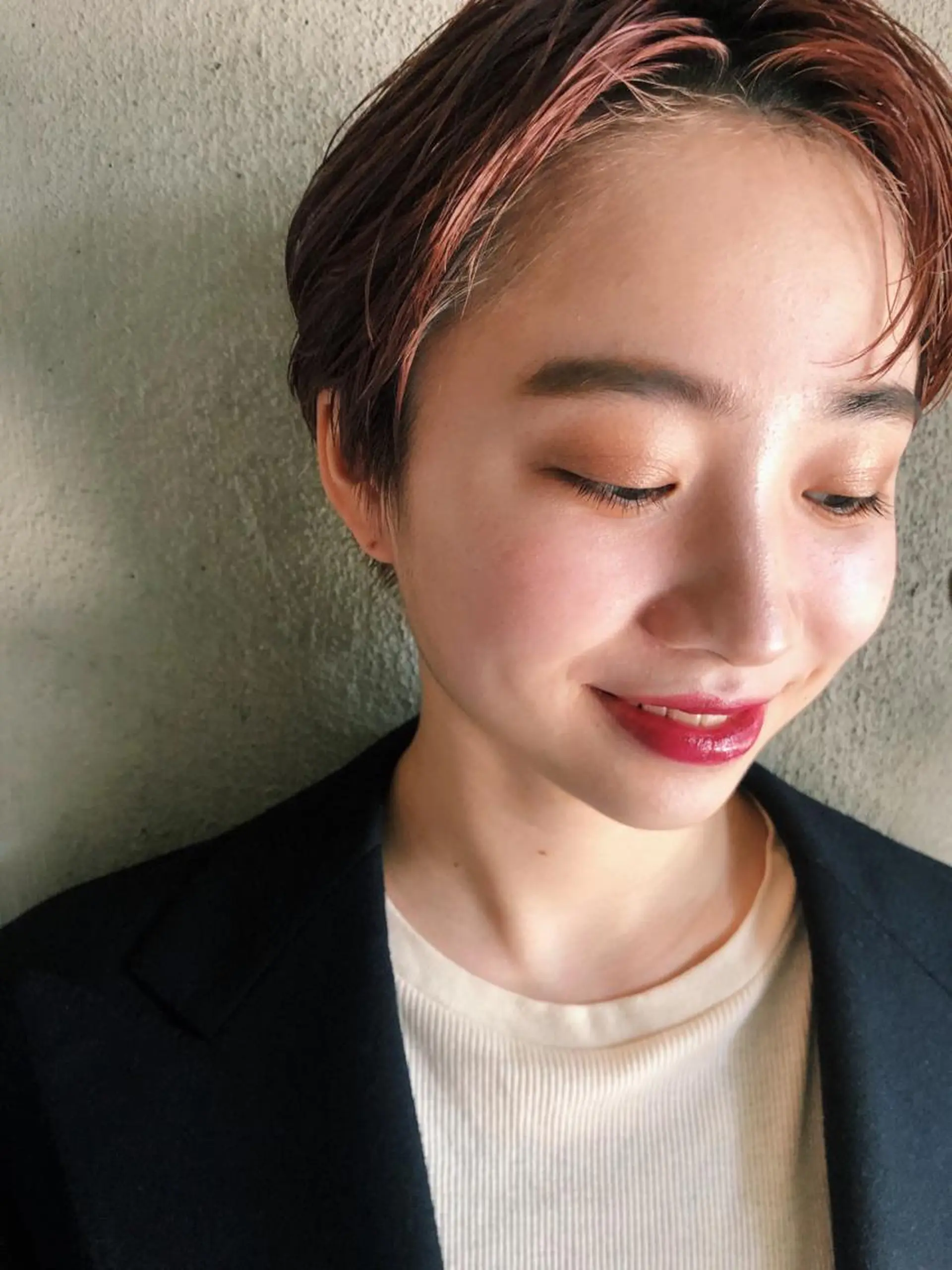 ショート カラー パーマ/レイヤー 岩山丈一郎のヘアスタイル