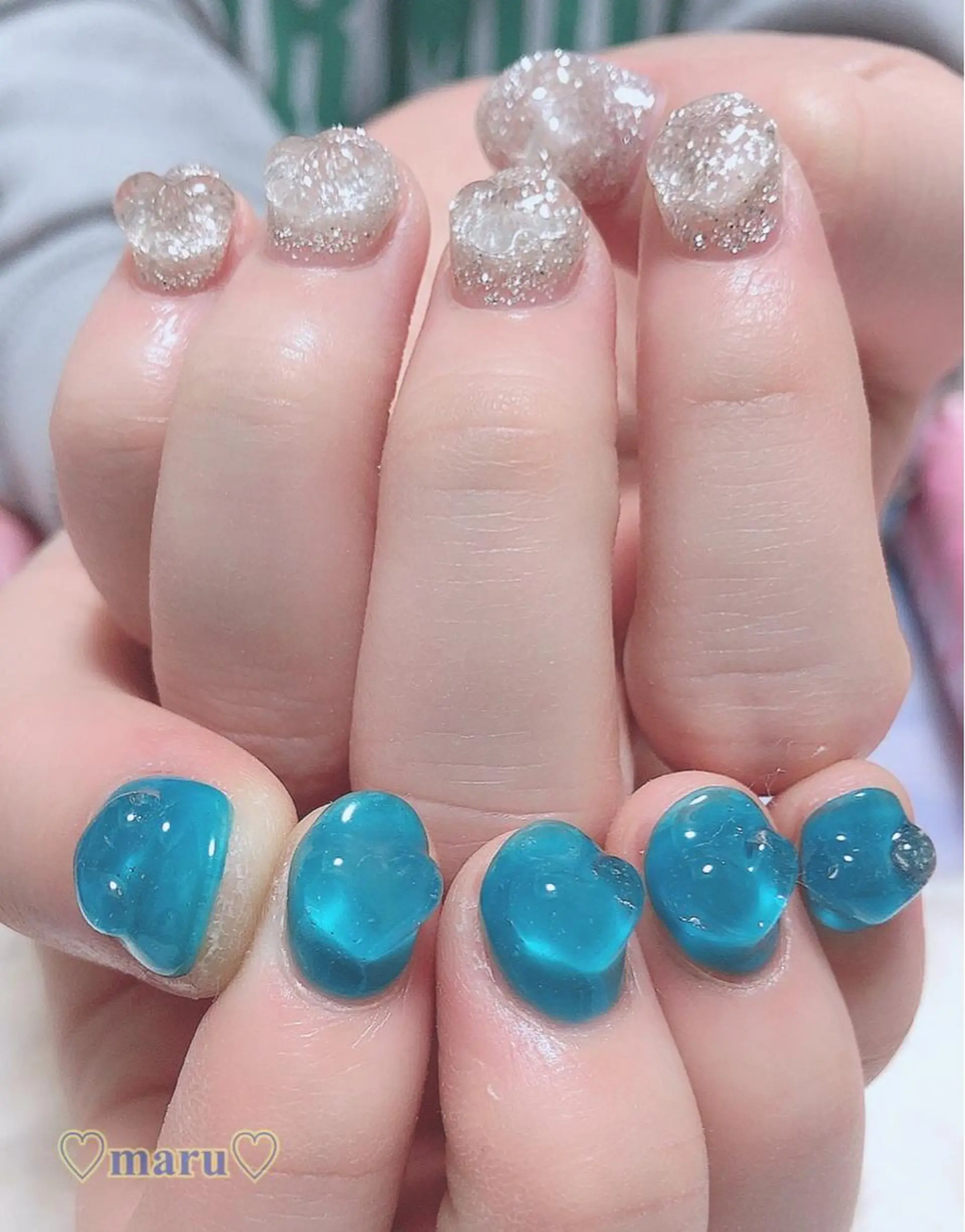 ネイル クリアネイル ハート ハンドネイル フットネイル まるみ ♡のネイルデザイン