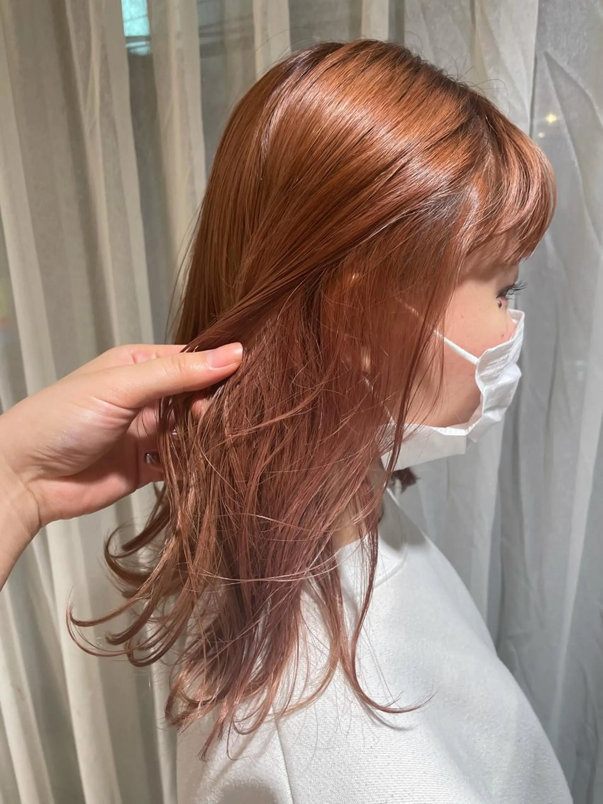 セミロング カラー ヘアアレンジ ヘアカラー ハイトーンピンク🍑 ブリーチ🍑RINAのヘアスタイル