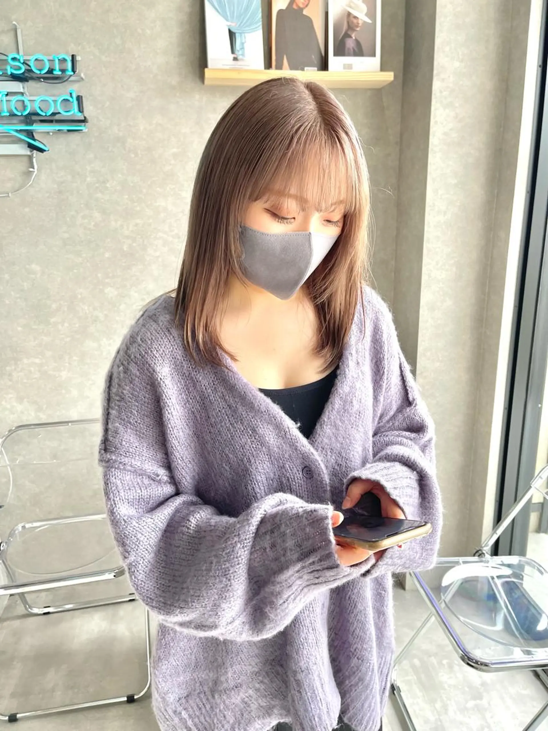 セミロング カラー カット ヘアカラー トリートメント mood tatemachiのヘアスタイル