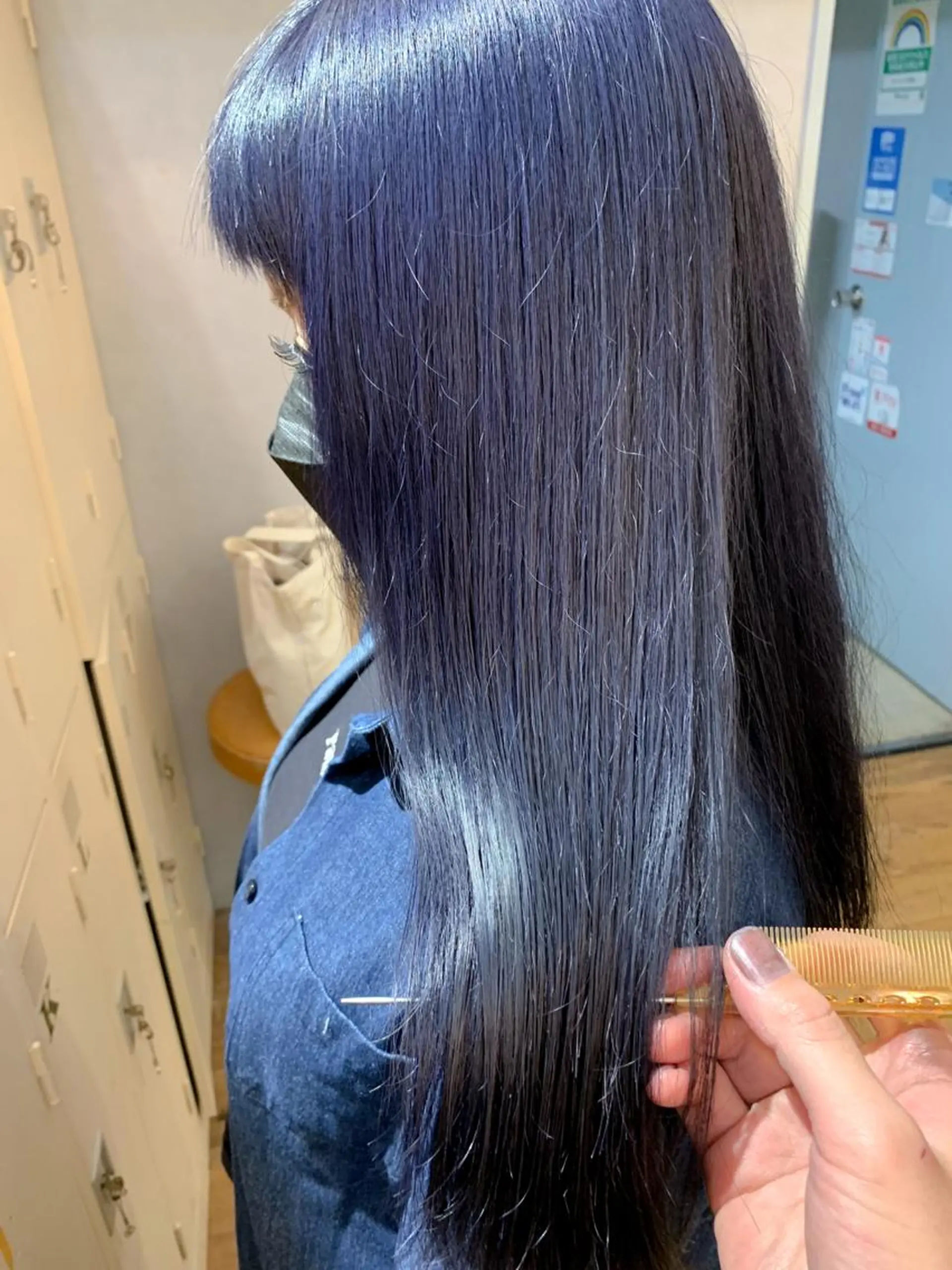 セミロング カラー 黒髪 ブルーカラー ブルーブラック ネイビーカラー ヘアカラー 🌈 DAIKI 🌈のヘアスタイル